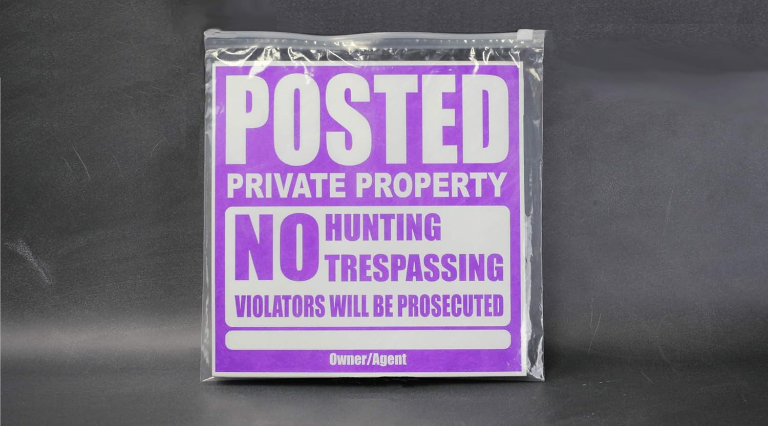 25 Pack Posted Private Property Sign 11″x11″ Tyvek No Trespassing Hunting Purple