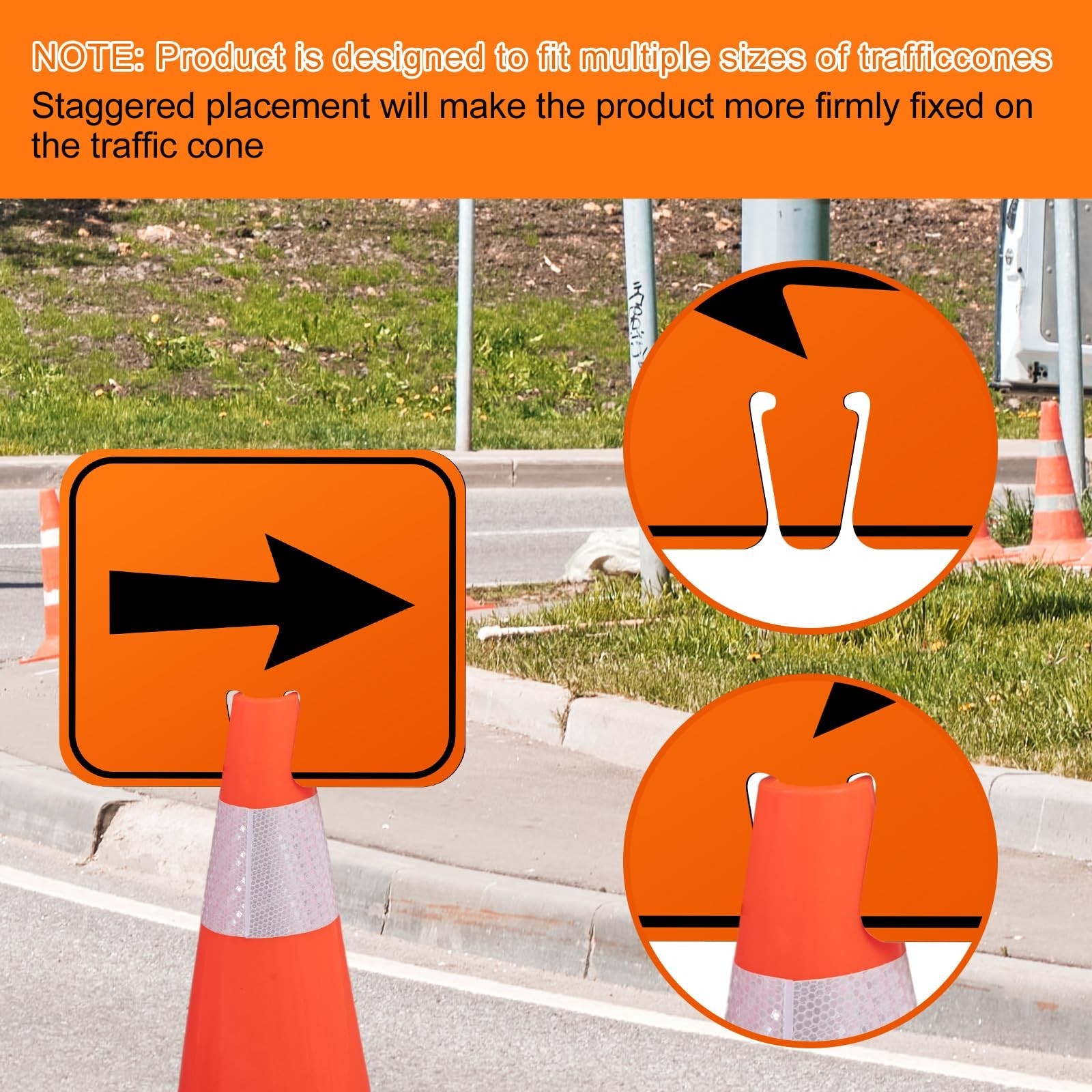 6 Pcs Traffic Arrow Detour Signs – Orange Directional Arrows for Road Barricade