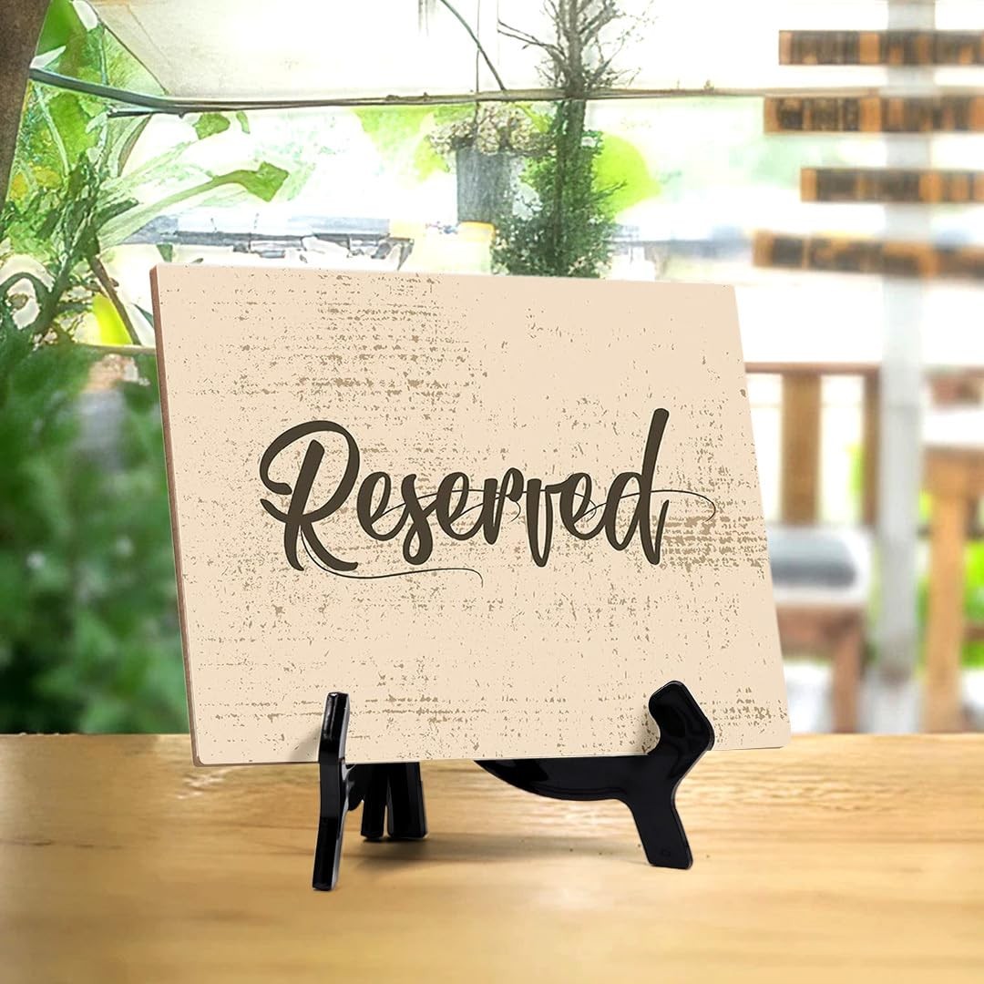 6×8 Inch Reserved Table Sign with Easel Stand for Wedding Restaurant Event