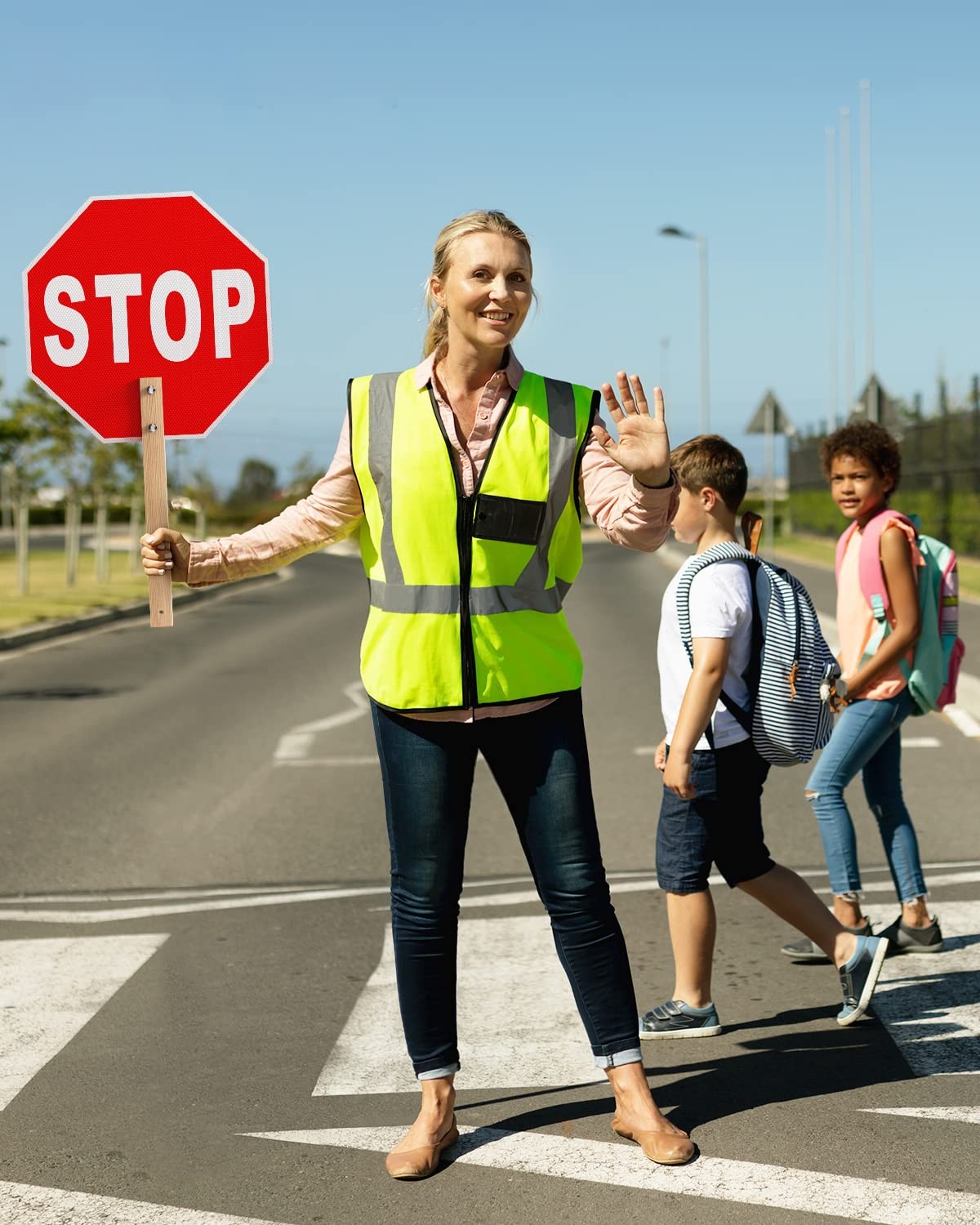 Stop Slow Sign, Double Sided Street Slow Warning Reflective Signs, 13×13 inch