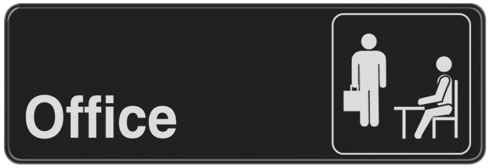 3x9in Black and White Plastic Self-Adhesive Office Sign 841754 Model