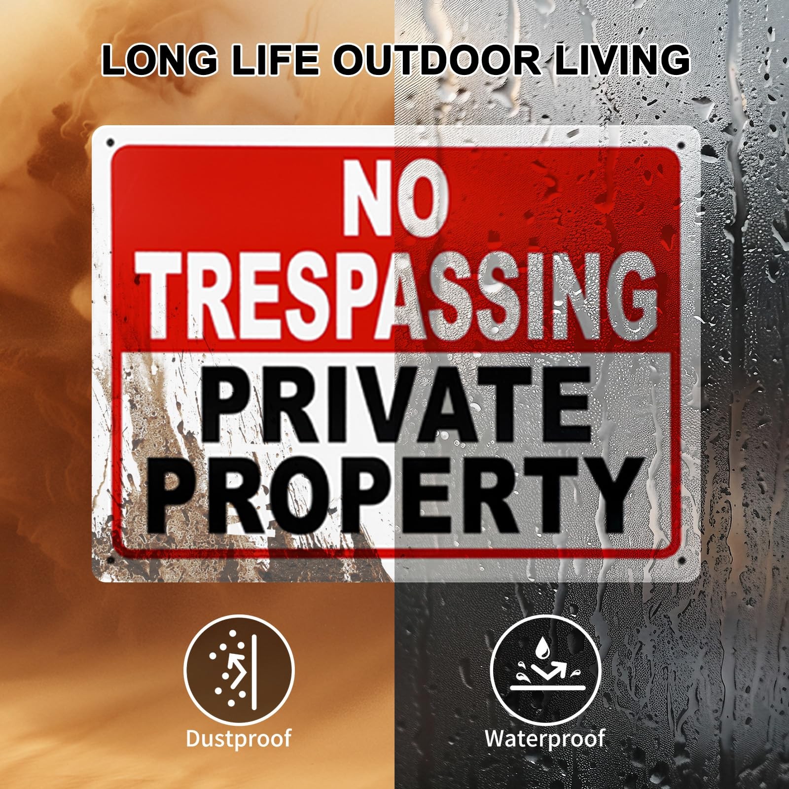 No Trespassing Signs 2 Pack Private Property 10×7 Inch Aluminum