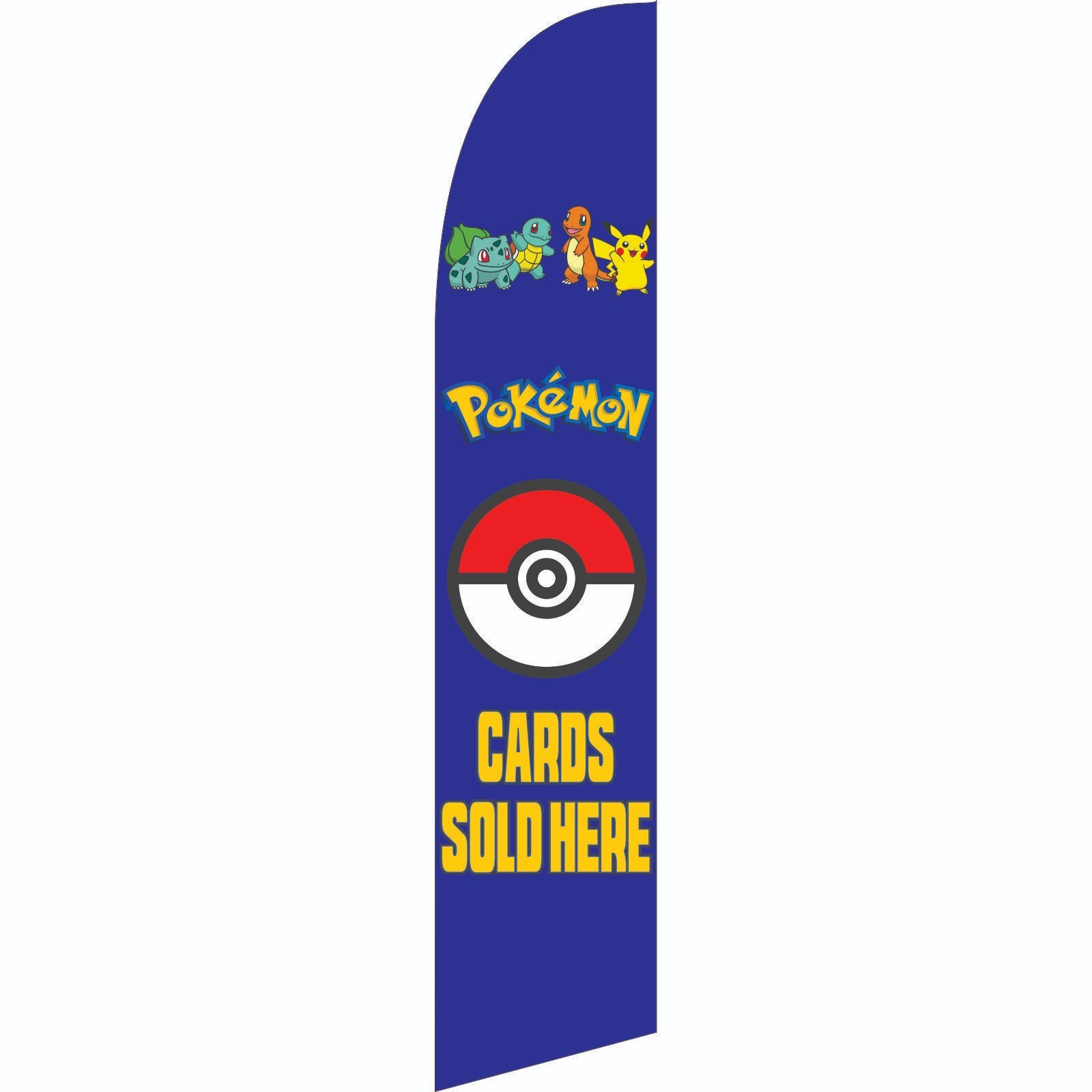 Pokemon Cards Sold Here Blue 11.5 ft Single Sided Windless Swooper Flag Set