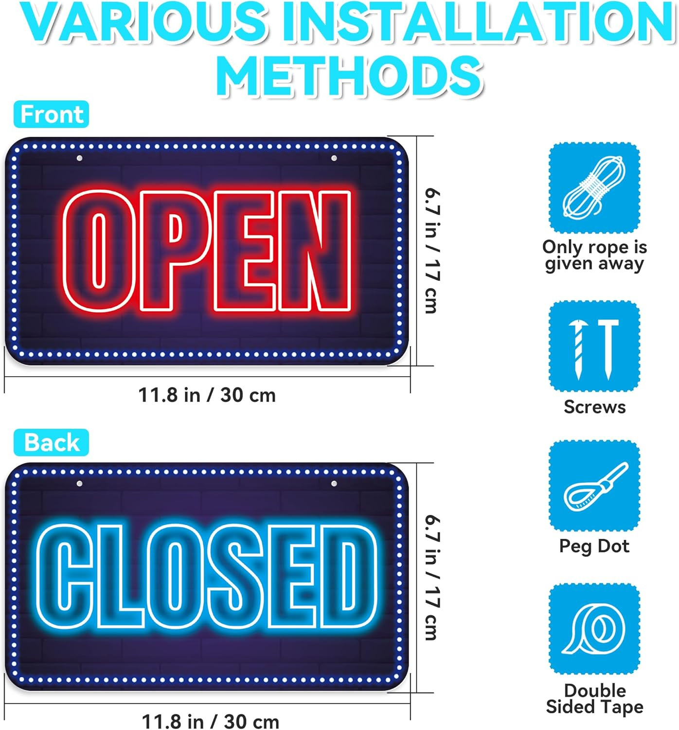 Open Closed Signs for Business, 12X6.7 Waterproof Double Sided We Are Open or Cl