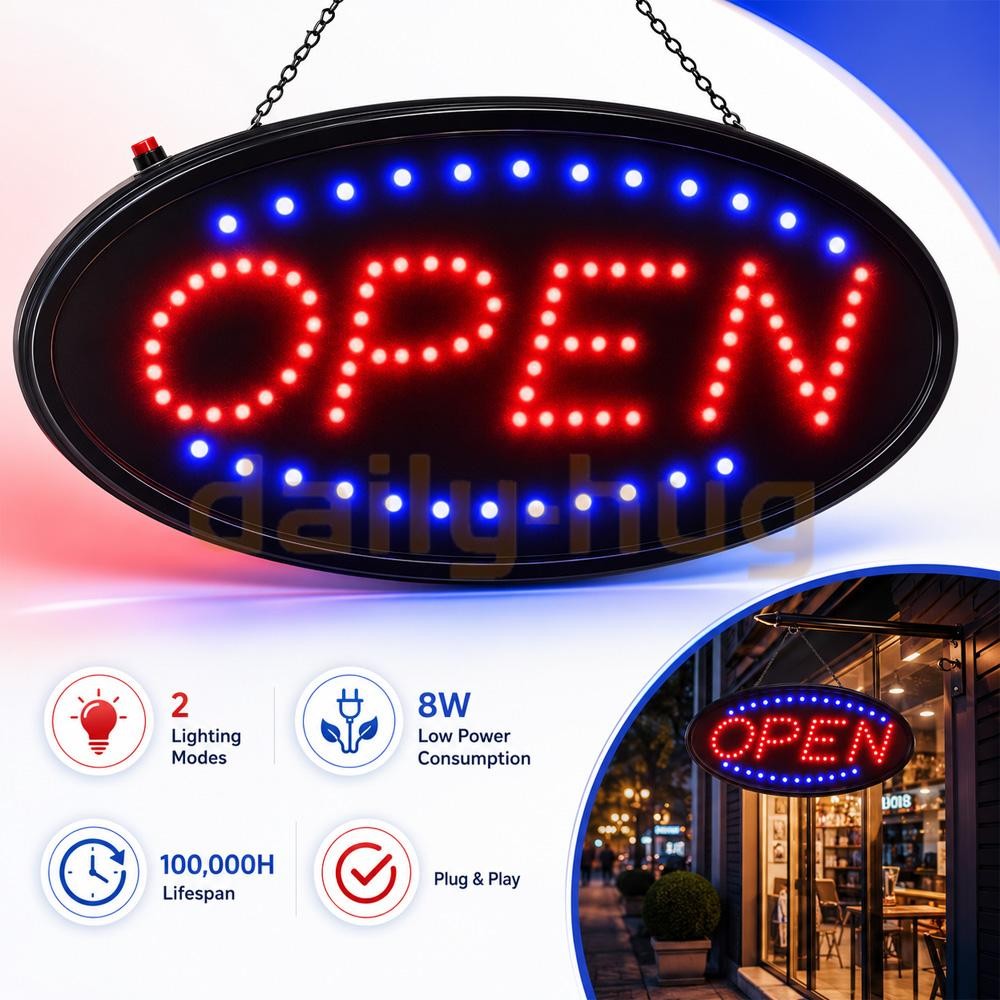 OPEN Business Sign Animated Motion Ultra Bright Store LED Neon Light with ON/OFF
