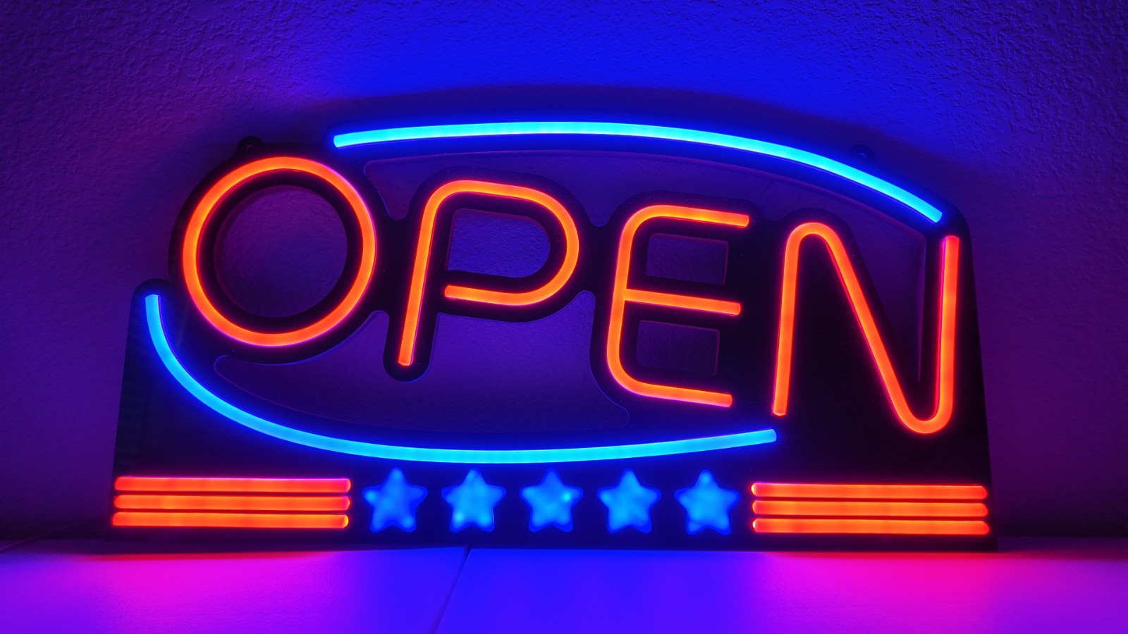 Large LED Neon Open Sign 24″x12″ American Flag Bright for Restaurant Bar Store