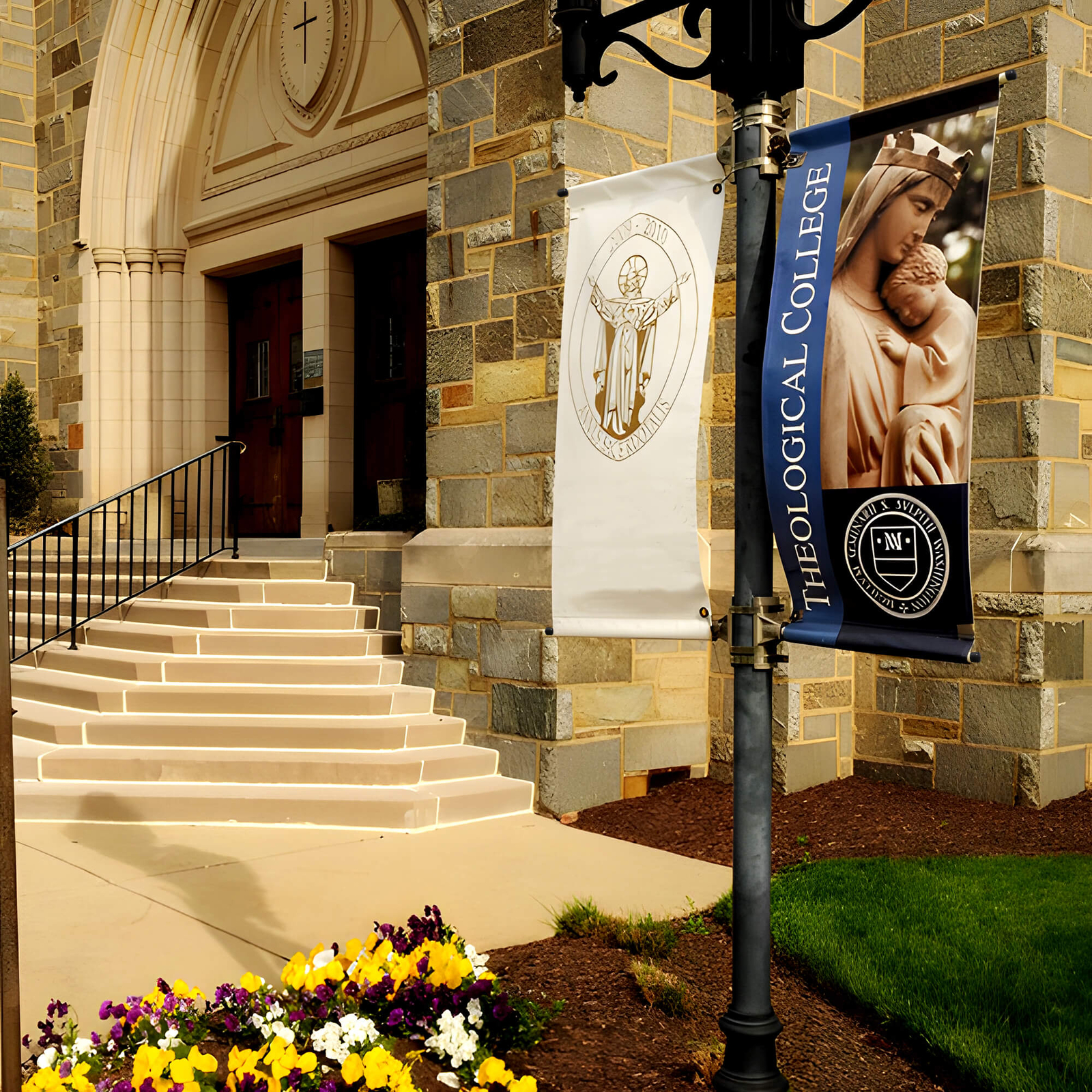 Anley Custom Street Light Pole Banner – Personalized Pole Banner Double Sided