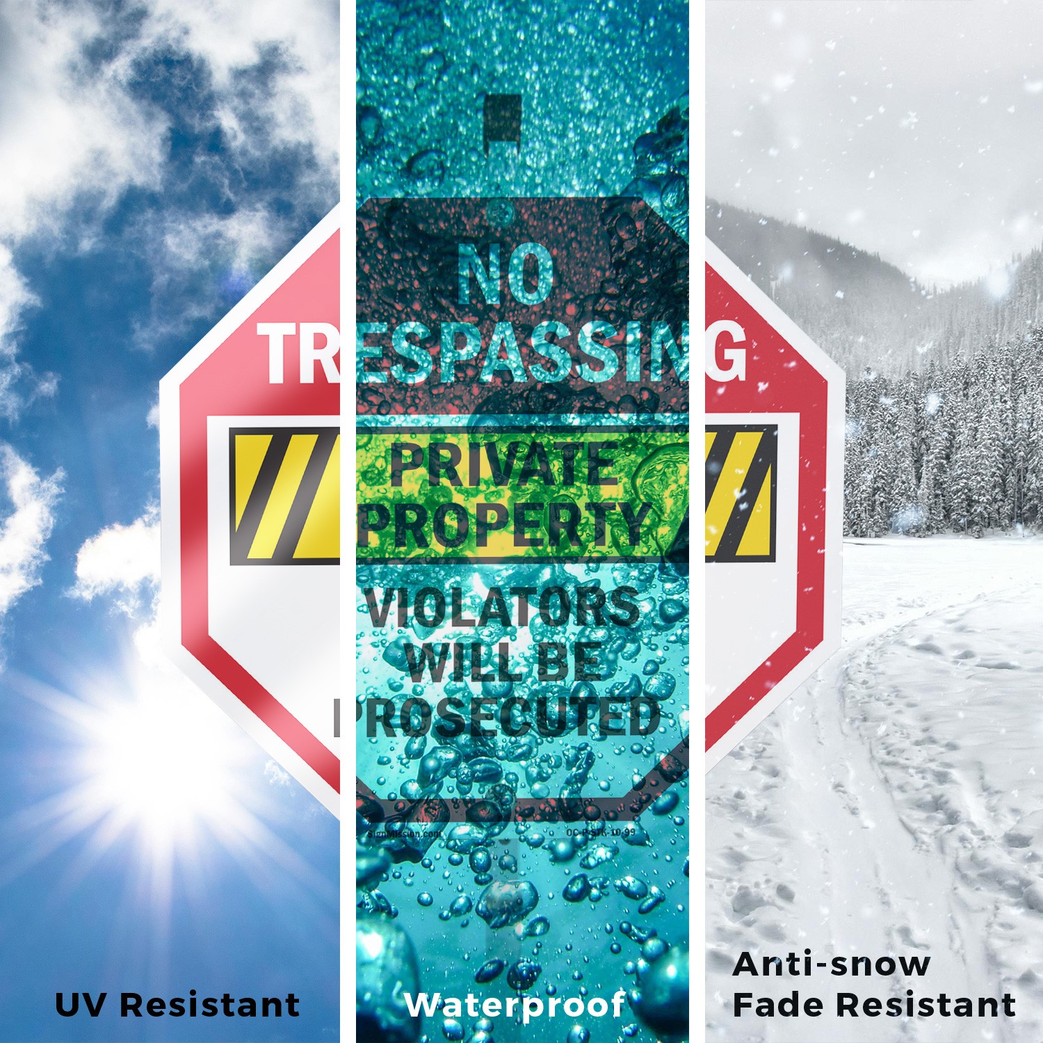 No Trespassing Private Property V Octagon Sign With Stake Weather Resistant