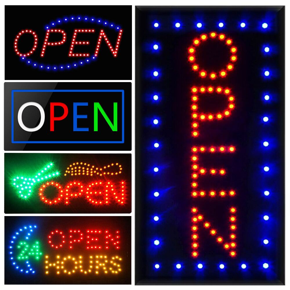 Bright LED Neon Light OPEN Signs Business Sign Animated Motion Display w/ON OFF