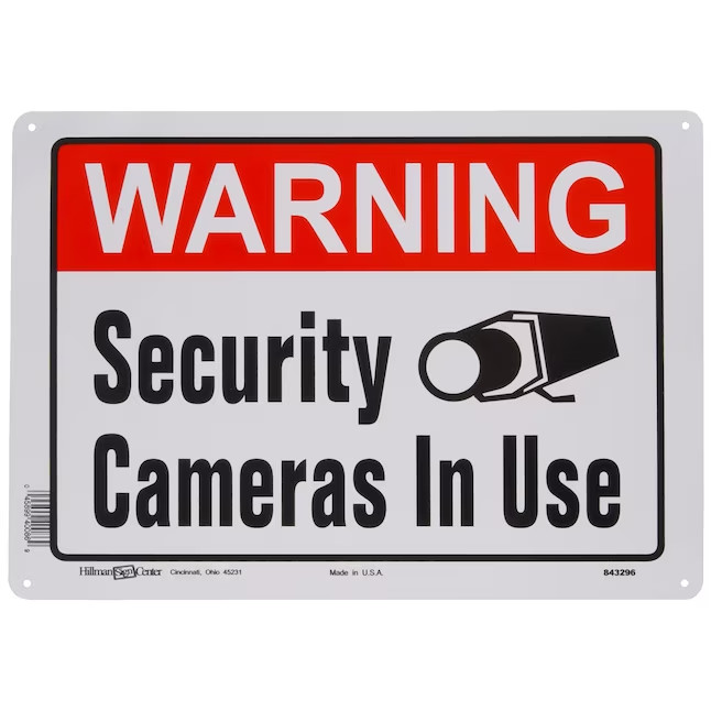 Hillman Security Camera in Use 10-in x 14-in Aluminum Danger/Warning Sign