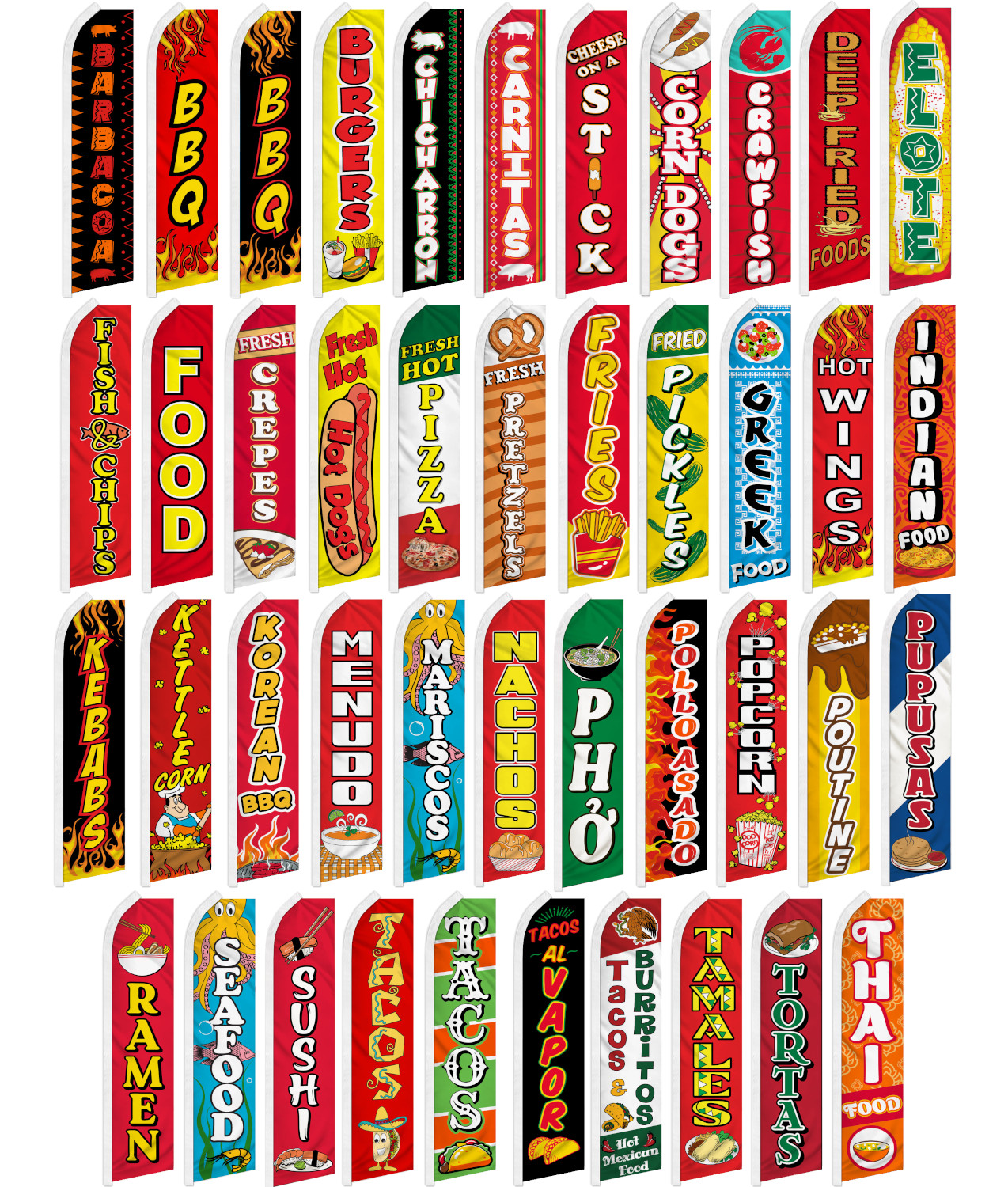 Food Swooper Feather Flutter Flag Concessions BBQ Hot Dogs