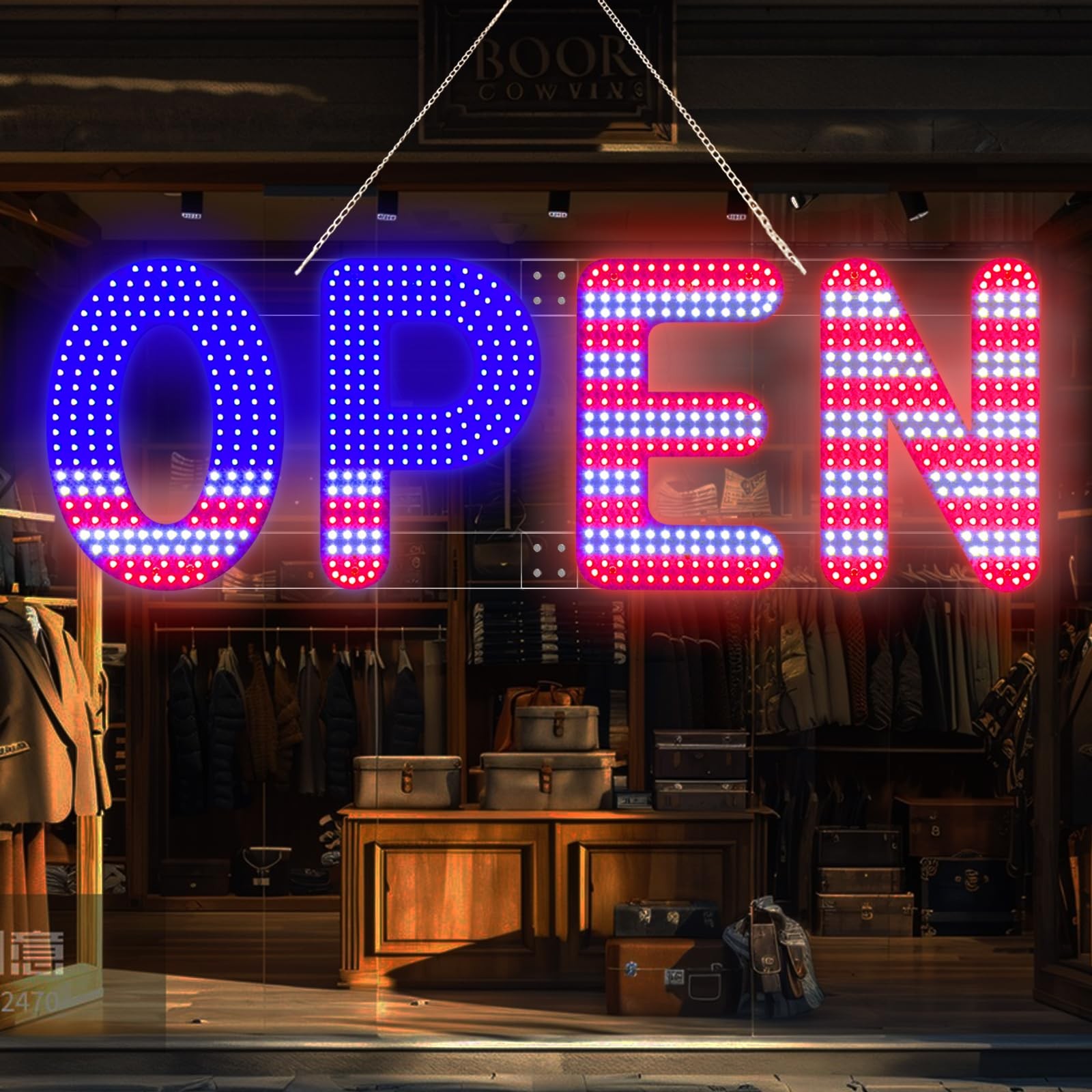 30″x10″ Open Sign, Large LED Open Sign for Business, Ultra Bright and Dimmabl…