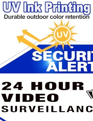 Video surveillance sign, 4-pack security camera signs, reflective