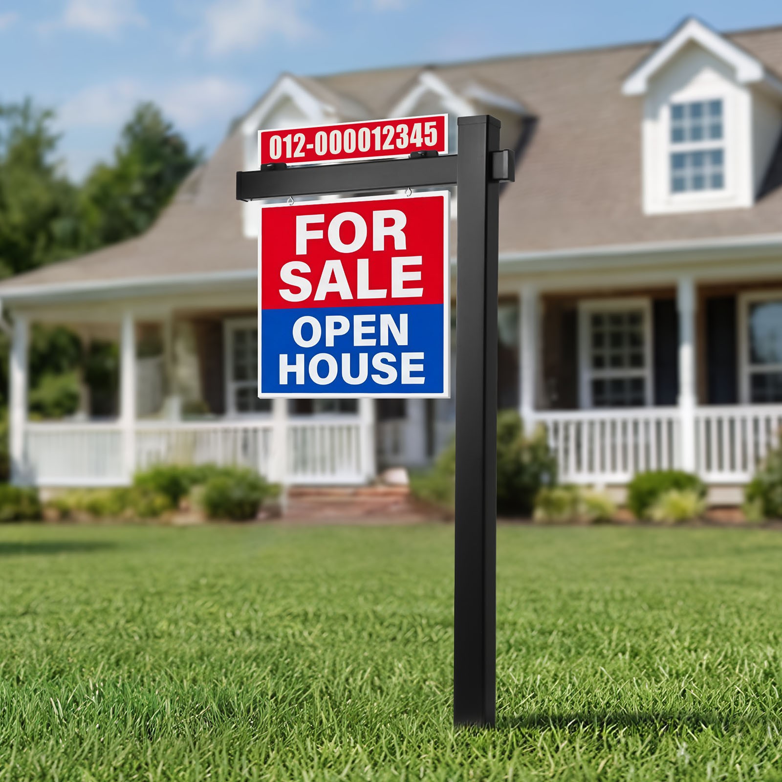 Uimoso Real Estate Sign Post PVC Realtor Yard Sign Holder 6 ft Black for Outdoor