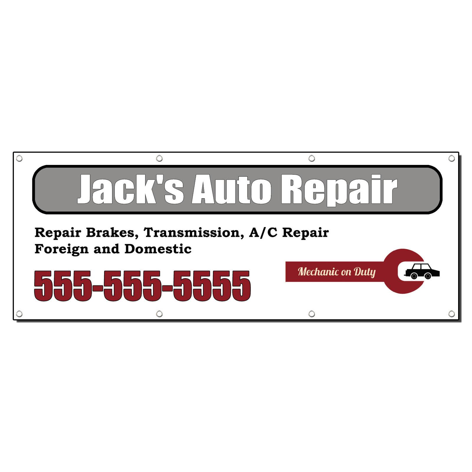 CUSTOM AUTO REPAIR BRAKES A/C REPAIR 2′ ft x 4′ ft Banner Sign w/4 Grommets