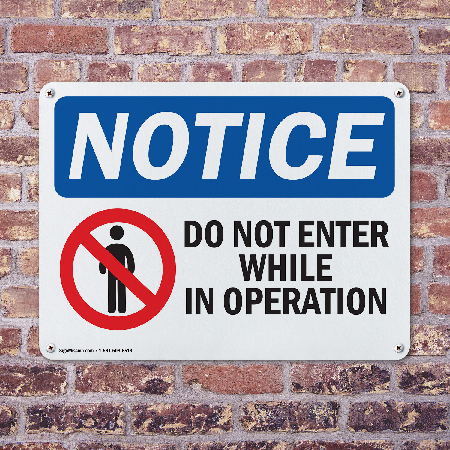 (2 Pack) Do Not Enter While In Operation OSHA Notice Sign Decal Metal Plastic
