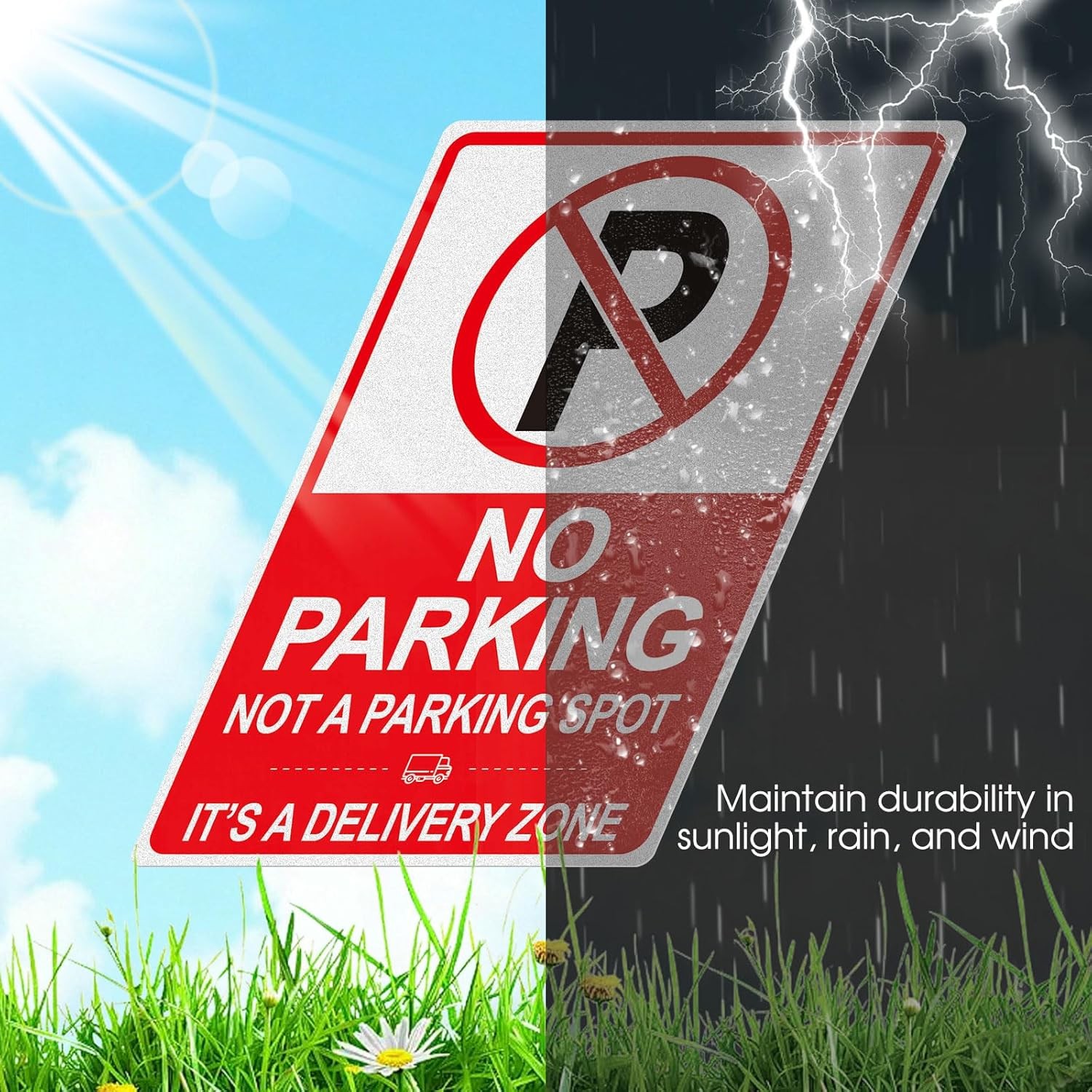 No Parking Signs, No Parking Loading Zone Sign, 3 Pack 7×10 Inch Reflective Viny