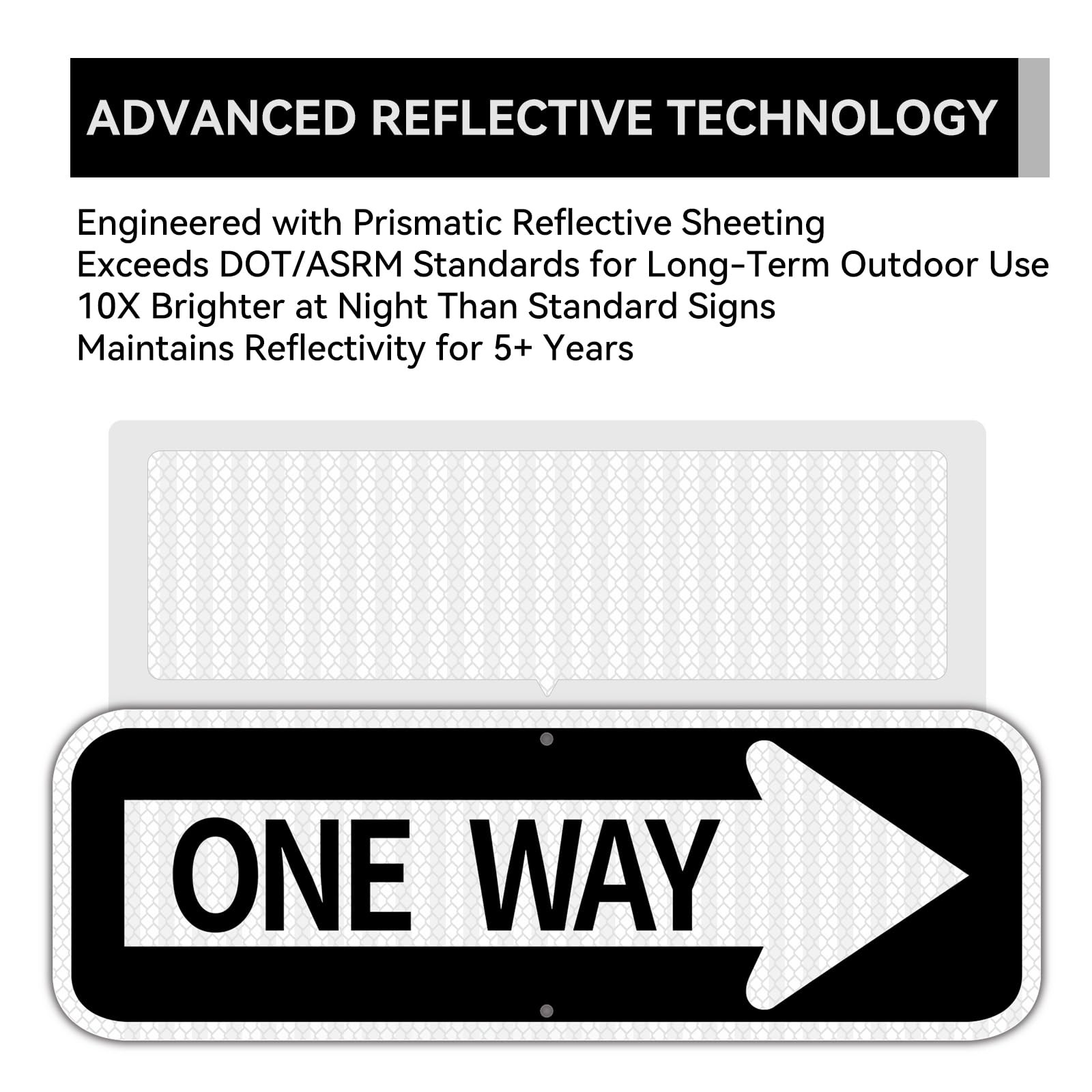 One Way Left Arrow Traffic Sign – 18″x6″ Engineer Grade Prismatic Reflective …