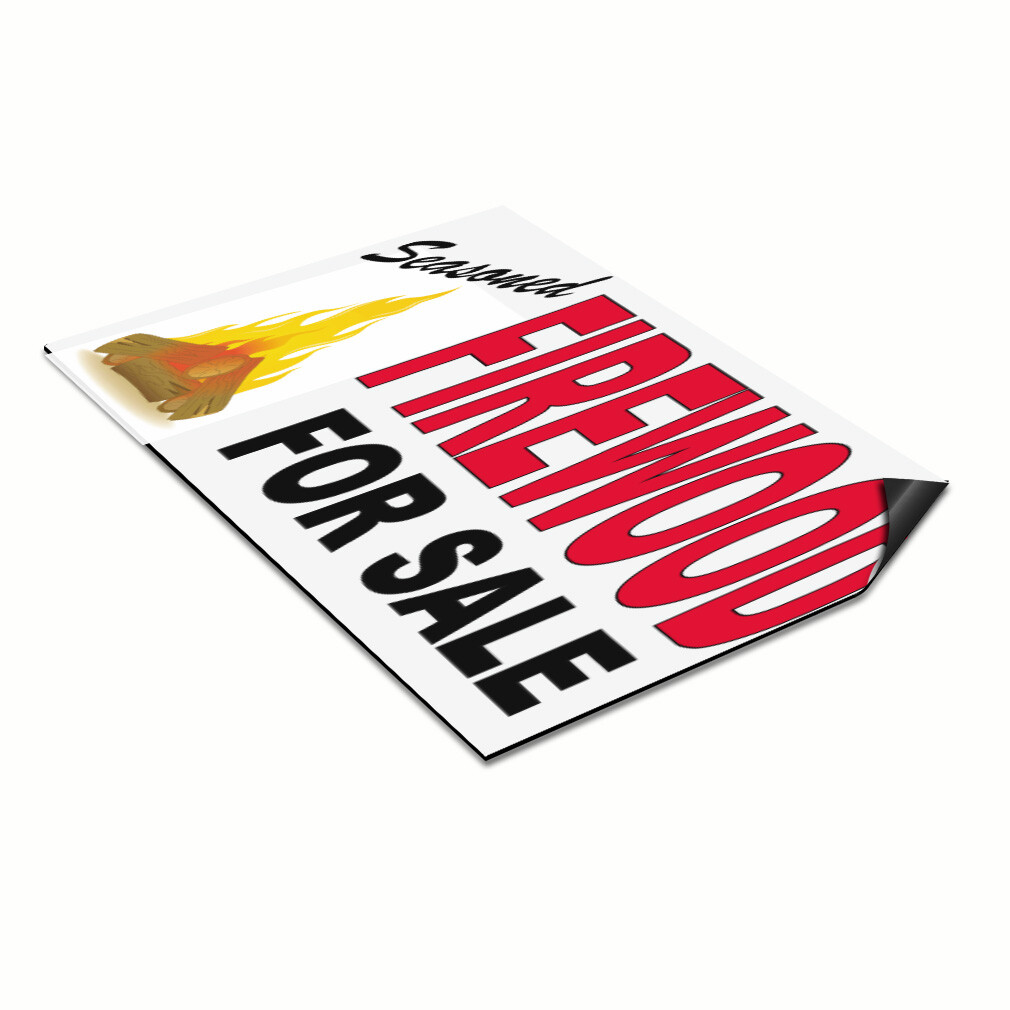 Car Magnet Set of 2 Firewood for Sale Red Black B Industrial Sign