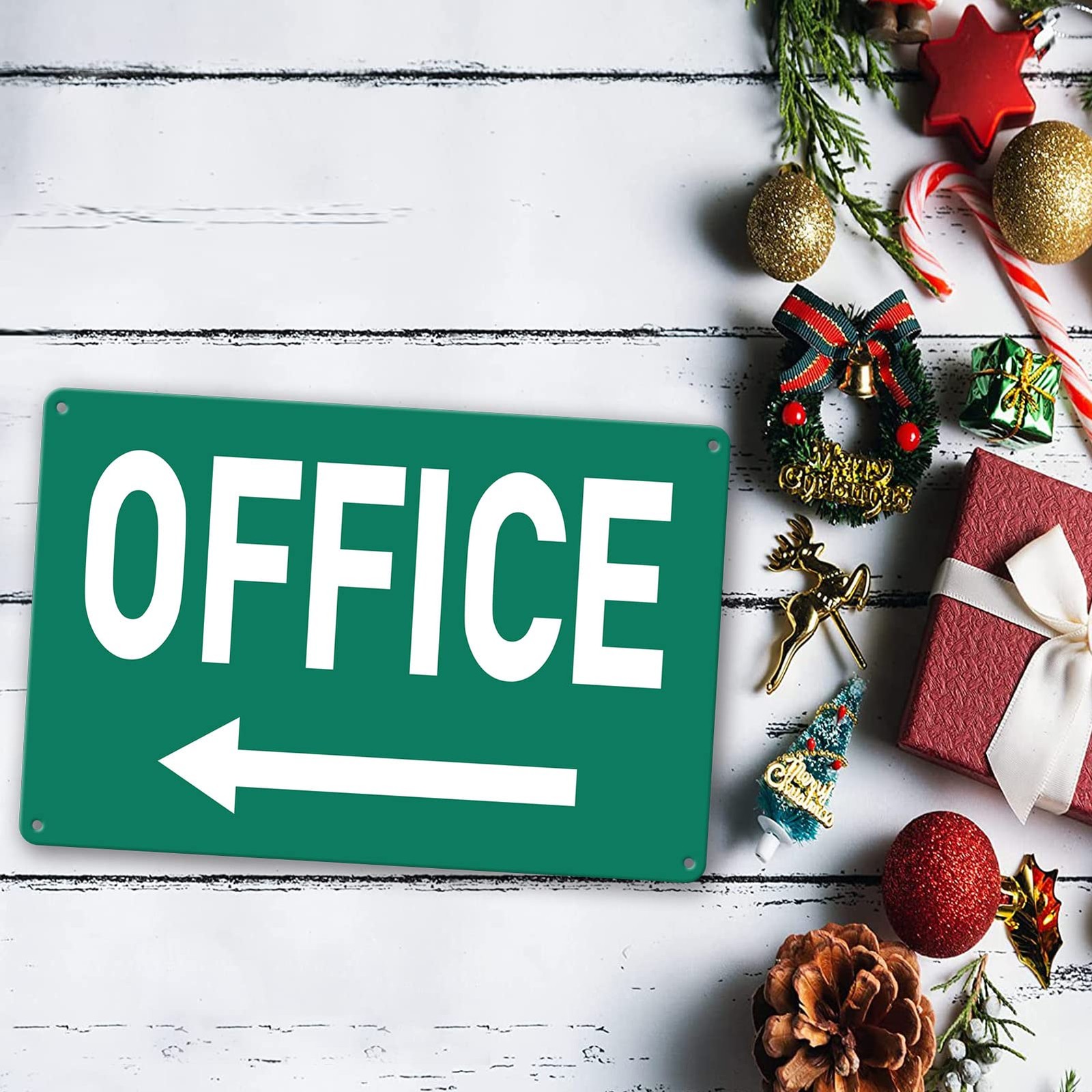 Custom Metal Office Sign for Doors – ‘Meeting’ with Left Arrow – 8 x 12 In