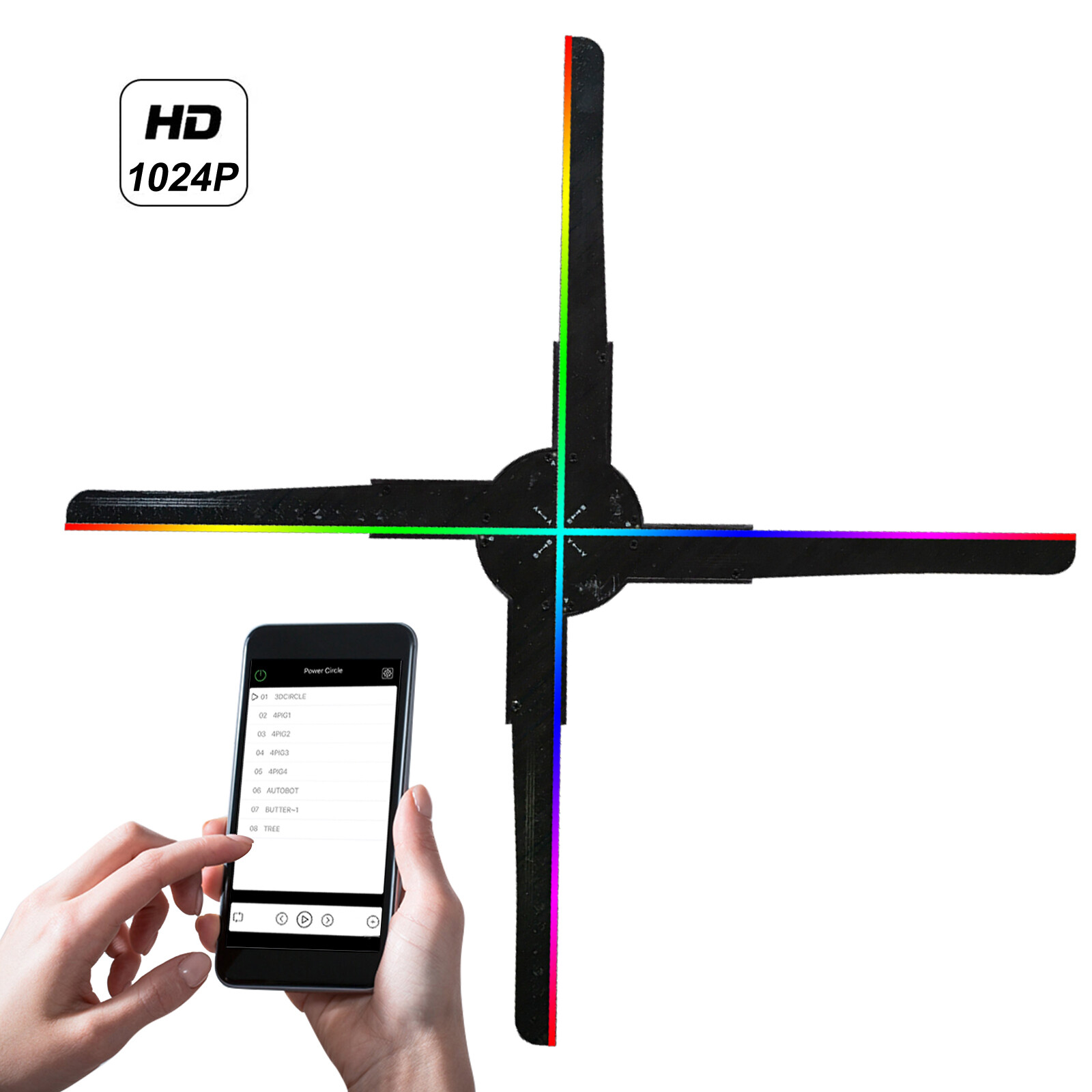 LED WIFI 3D Holographic Projector Display Fan Hologram Player Lamp Advertising