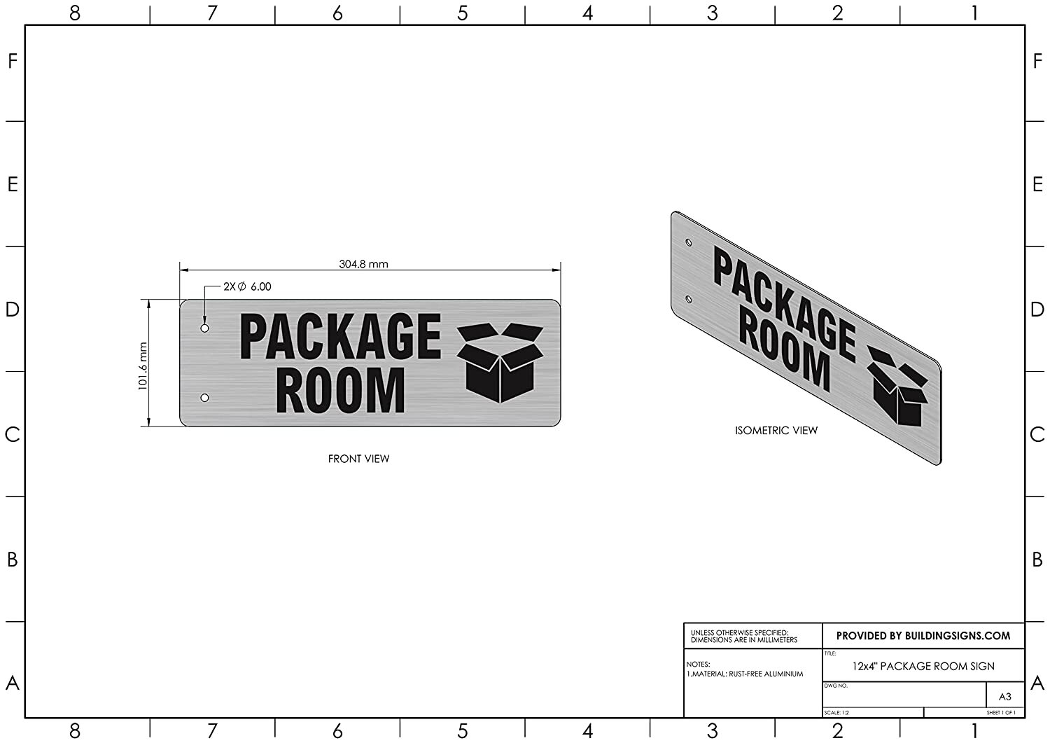 Package Room Sign-Two-Sided/Double Sided Projecting, Corridor-REF24-1027