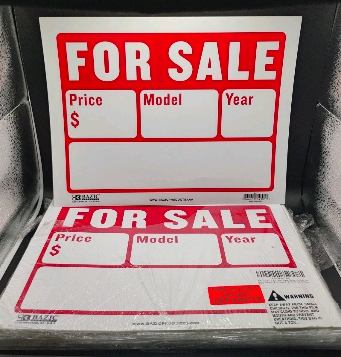 For Sale Sign 3 Pack – BAZIC 9″X 12″ High Impact & Visibility