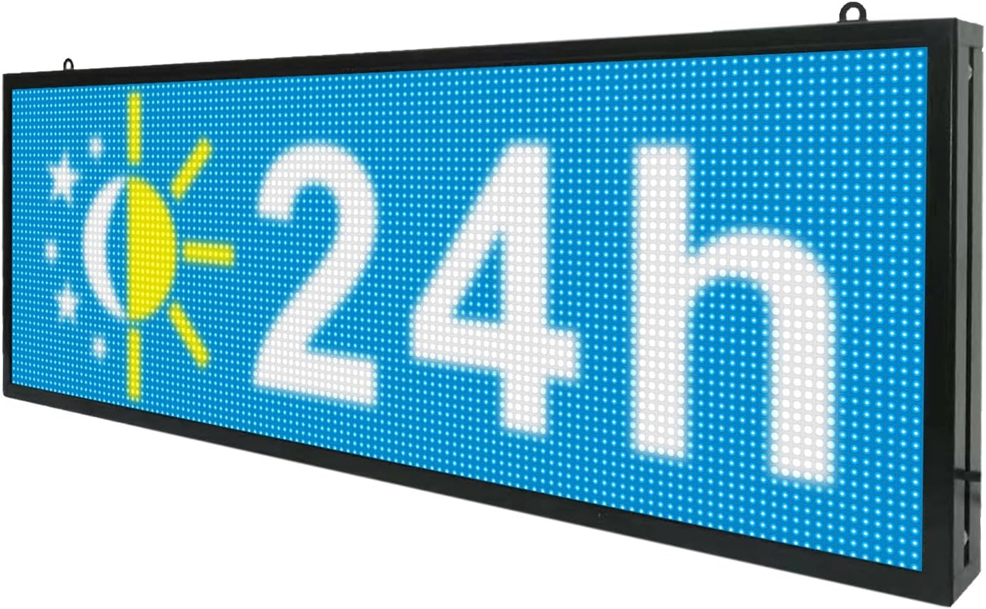 P10 WiFi Controlled LED Sign, 39×14 Inch Full Color Scrolling Display for Ads