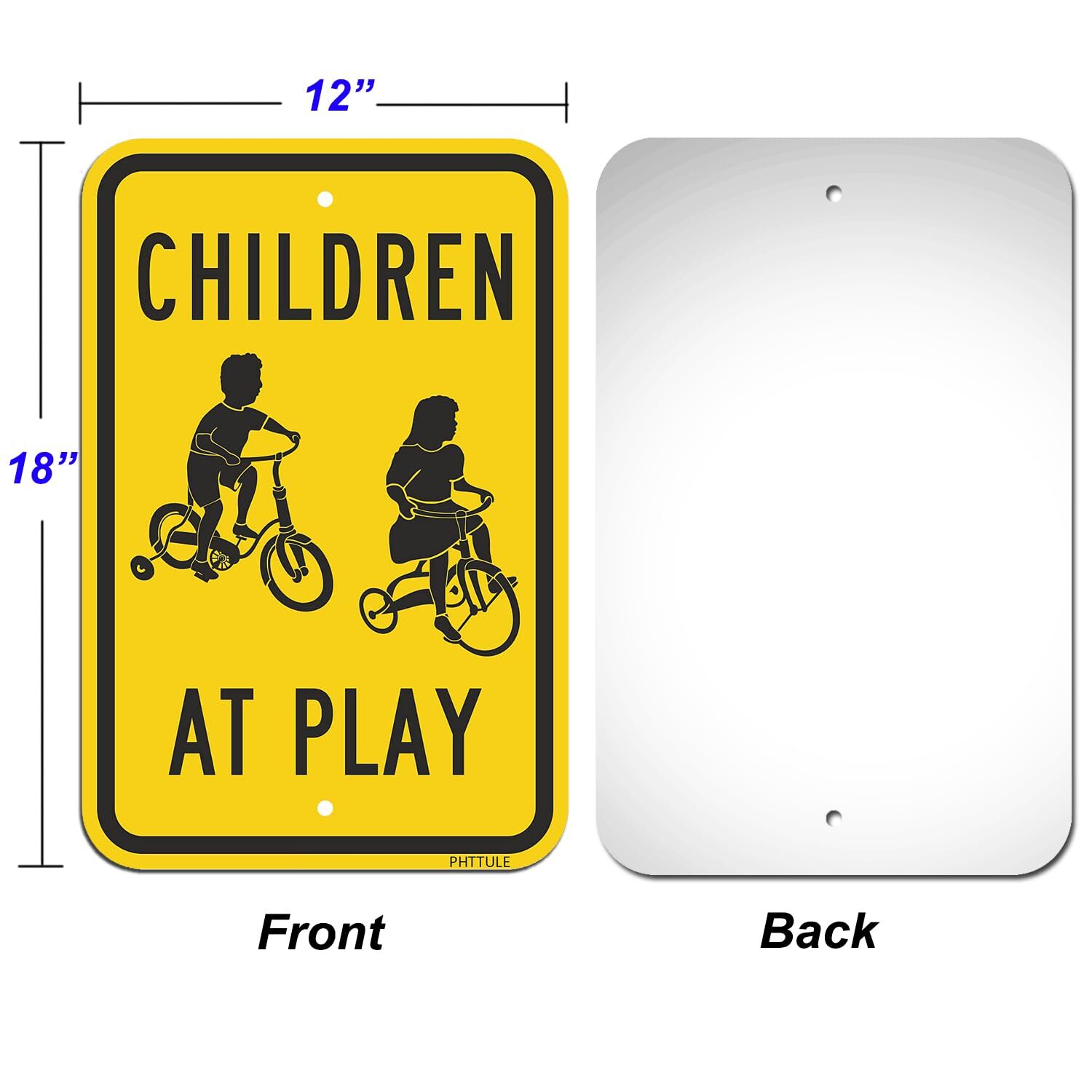 2 PCS Children At Play Metal Sign 18×12 inch Reflective .040 Aluminum Sheet