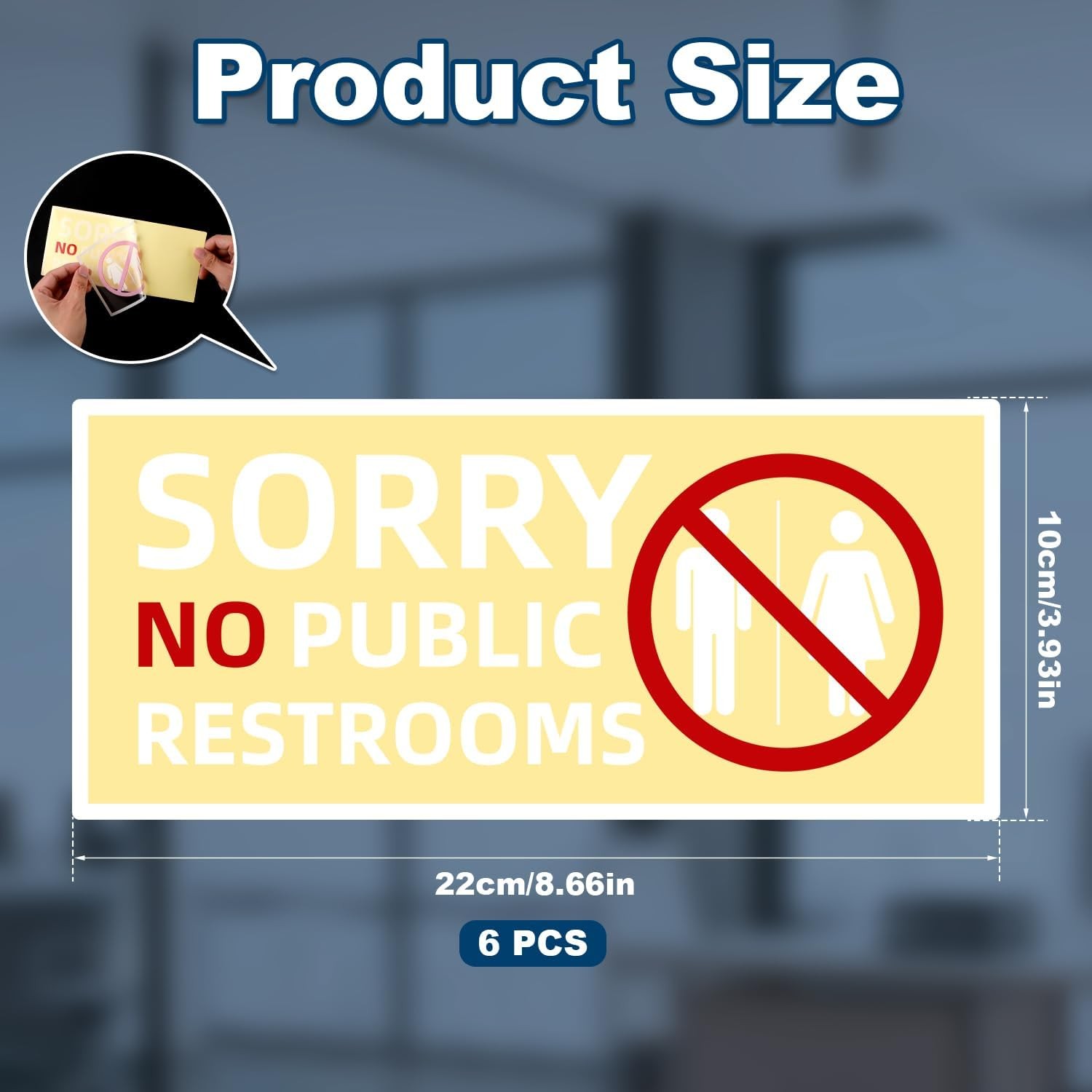 6pcs No Public Restroom Signs, 8.66×3.94 Inch Waterproof Restroom Signs for Busi