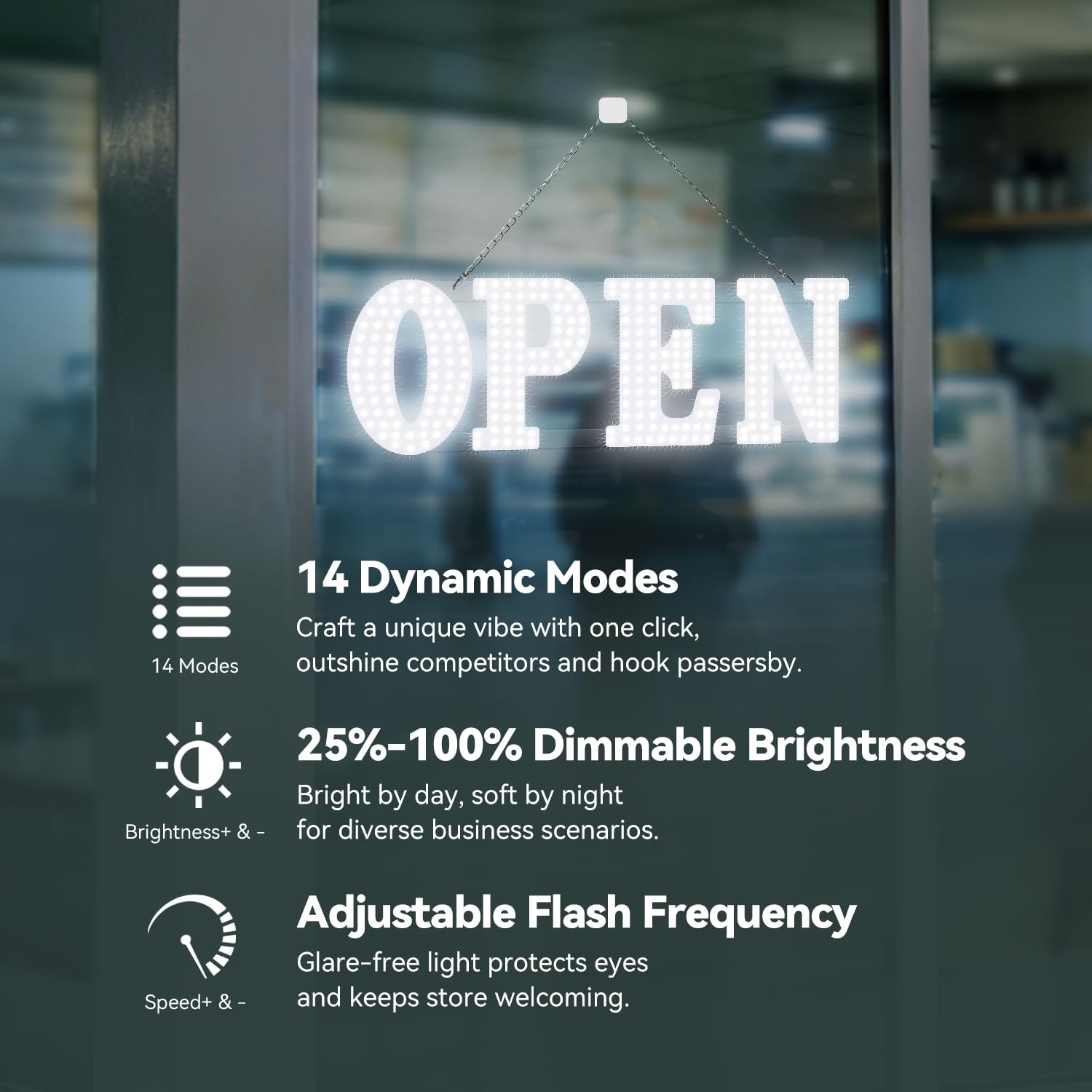 LED Open Signs for Business, 30” x 10″ Large Bright Flashing Open Sign with …