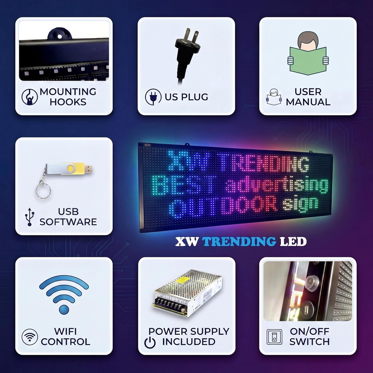 LED Sign Scrolling 40 x 14 WiFi Programmable Indoor Outdoor RGB perfect tool
