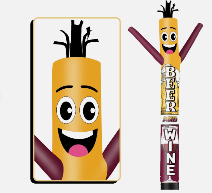20 Foot Inflatable Tube Man Beer & Wine for Outdoors. Blower Not Included.