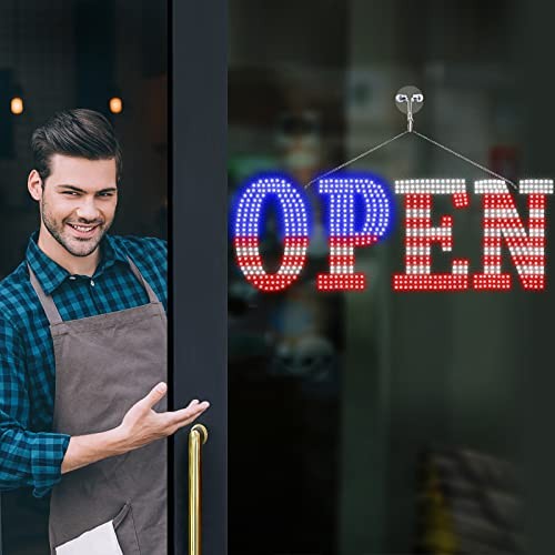 Open Signs for Business, 40″x14″ inch Extra Large USA Flag Open Sign LED Window