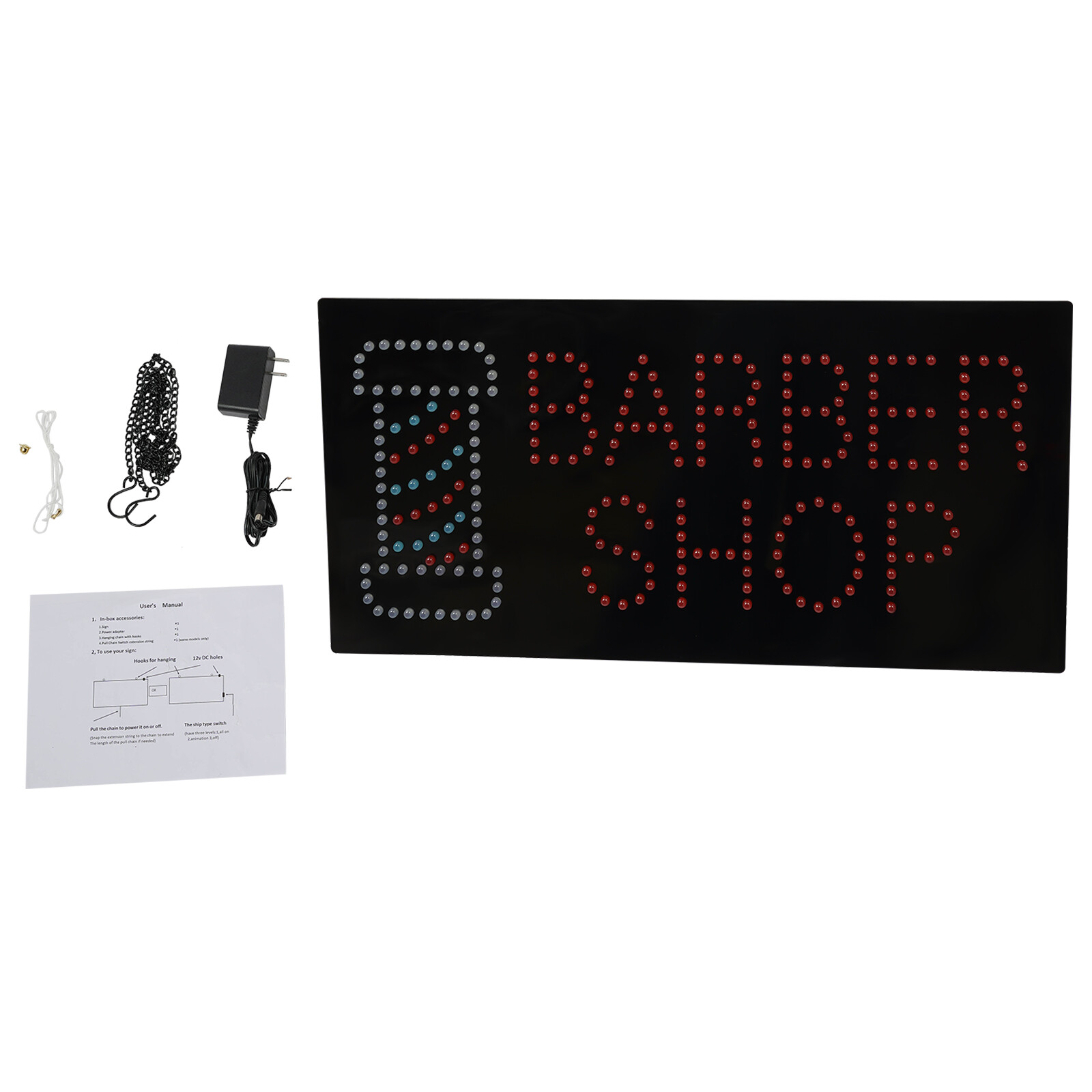 Hanging Up Mount Barber Shop Sign Portable LED Light Sign Modern Business Sign