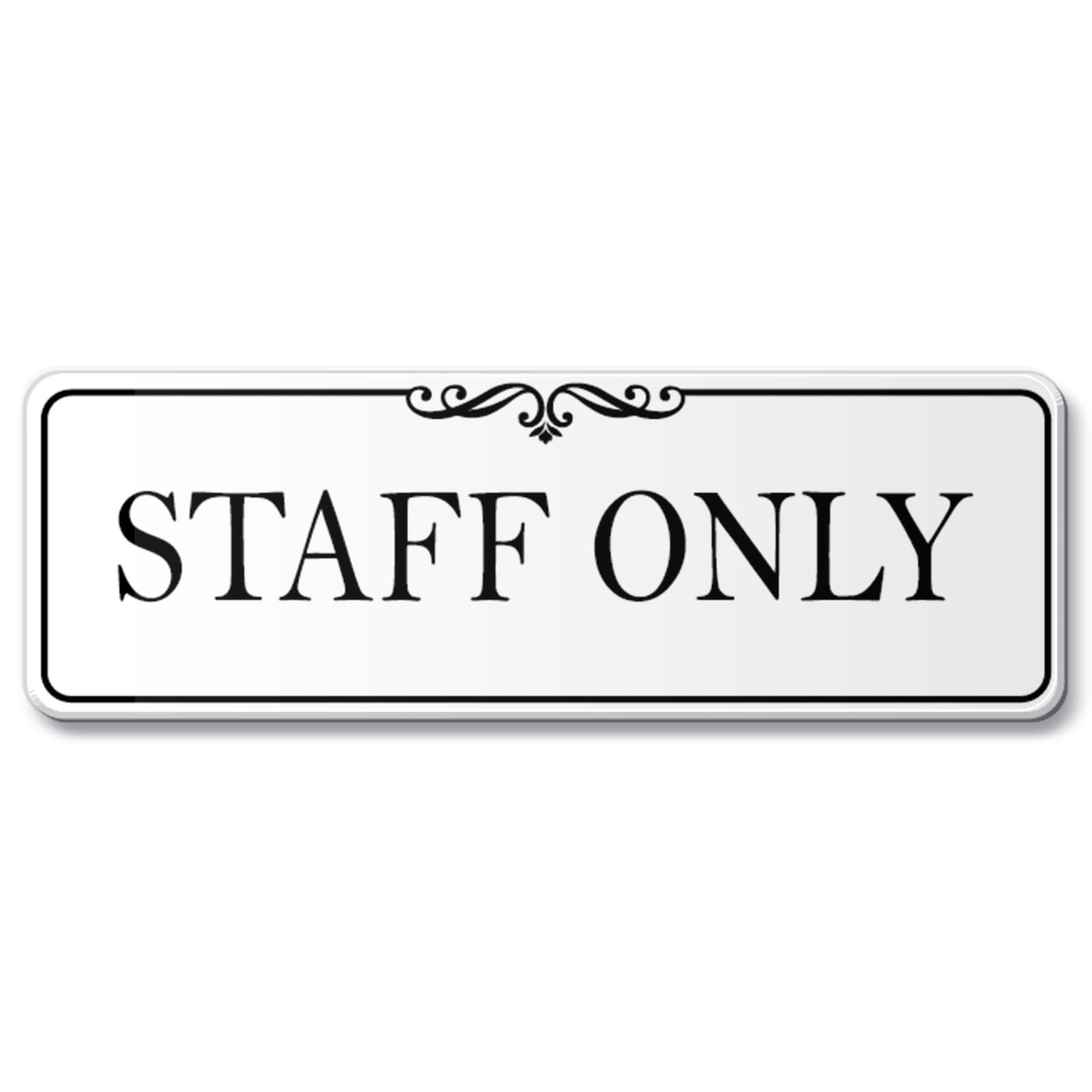 Staff Only Sign Acrylic SelfStick Door Wall Signage Elegant White 9×3 Inch