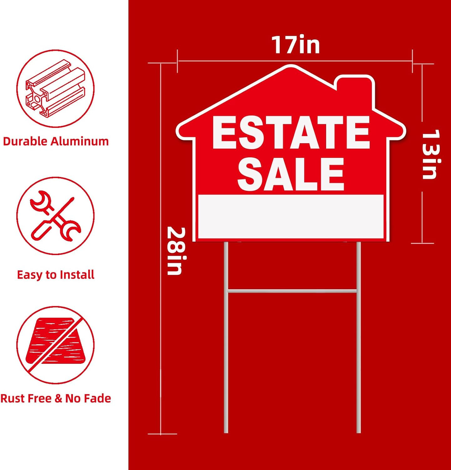 Estate Sale Signs, 3-Pack 17″X13″ Double-Sided Signs, Corrugated Plastic, H-Meta