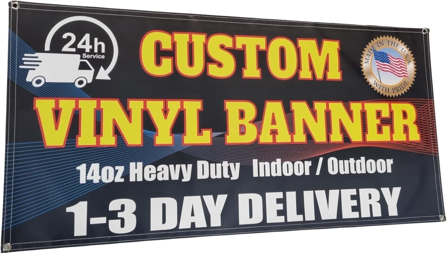 Custom Vinyl Banner 14oz Coated Heavy Duty Indoor Outdoor Sign 2×4 ft