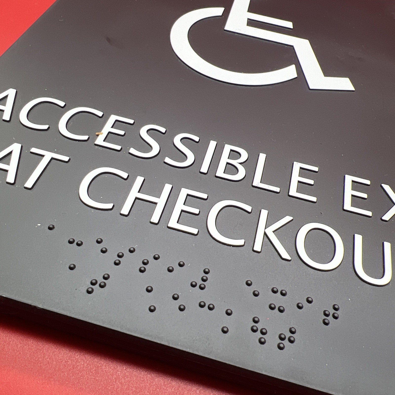 Lot of 5~ Wheelchair Accessible Exit at Checkout Signs w/ Braille Message