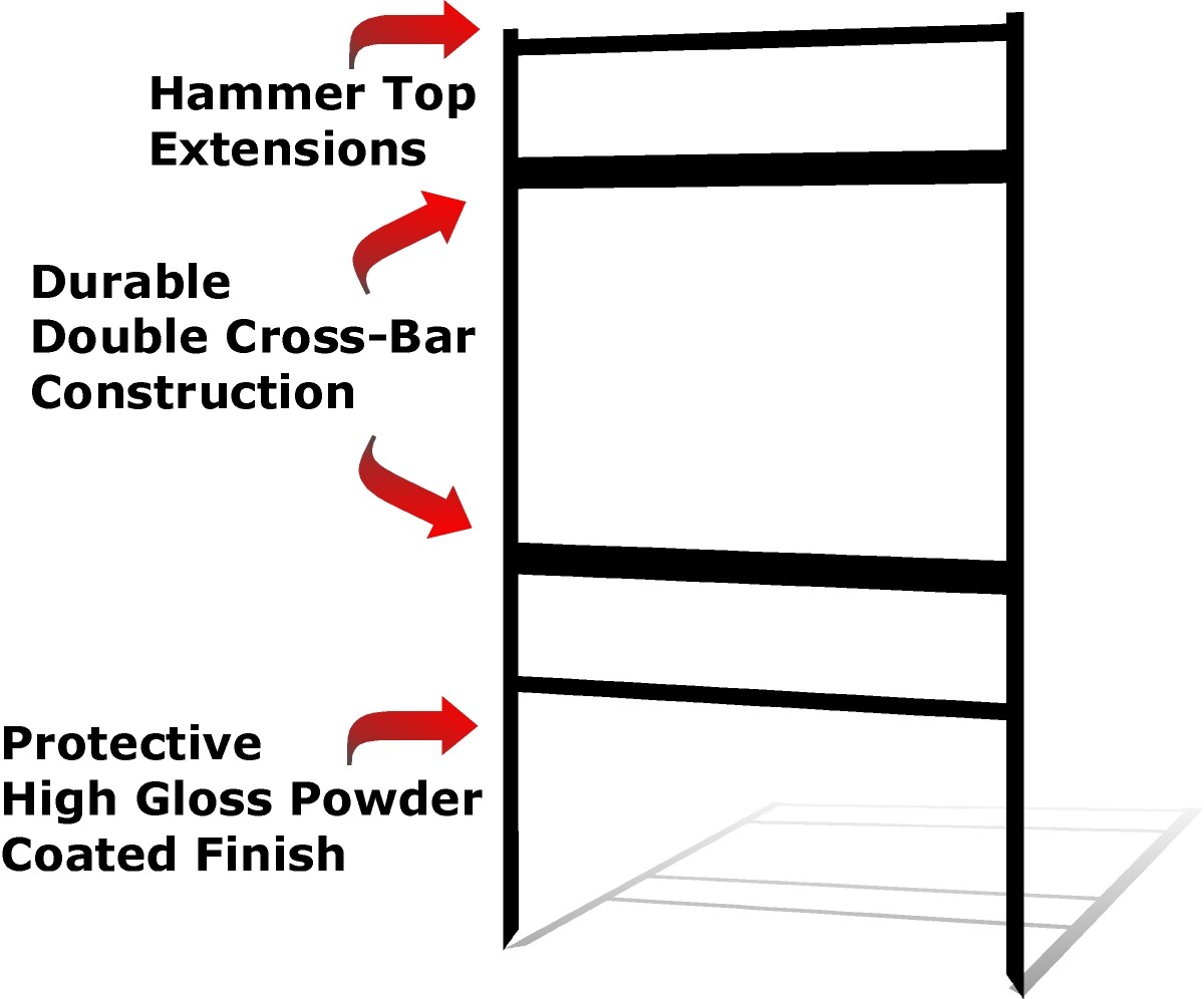 Real Estate Yard Sign Metal Frame, 18 x 24 Slide-In (2) Rider, Black (Pack of 1)