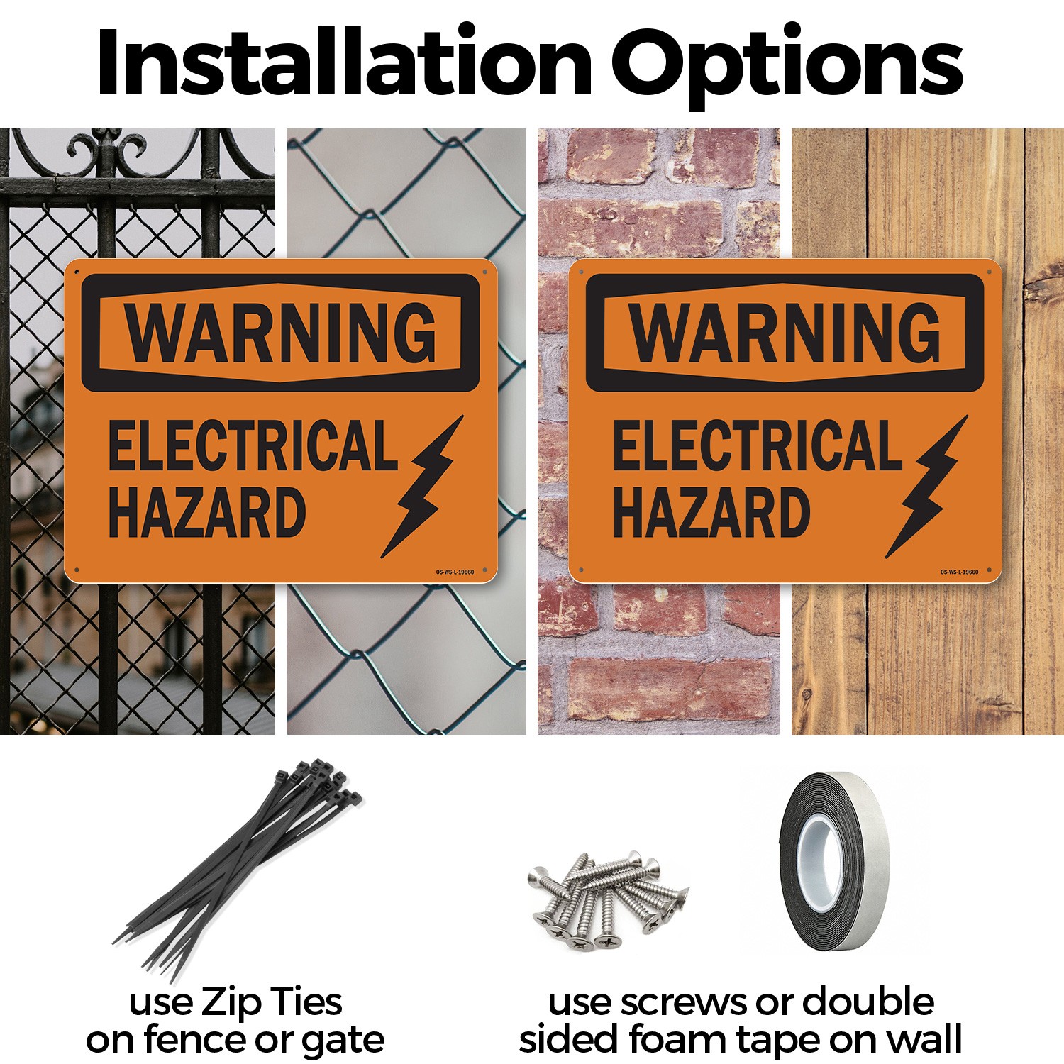 Electrical Hazard OSHA Warning Sign Metal, Plastic, Or Decal – 5 or 10 Pack