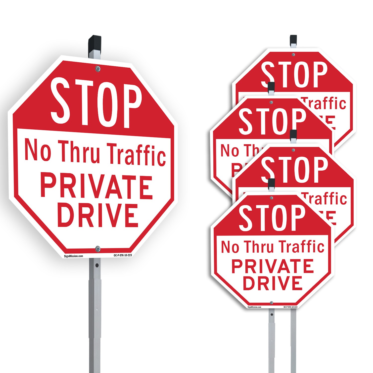Stop No Thru Traffic Private Driv Octagon Sign With Stake Weather Resistant