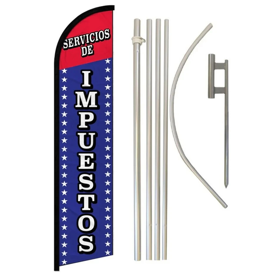 Servicios De Impuestos Windless Full Curve Advertising Tax Banner Flag Pole Kit