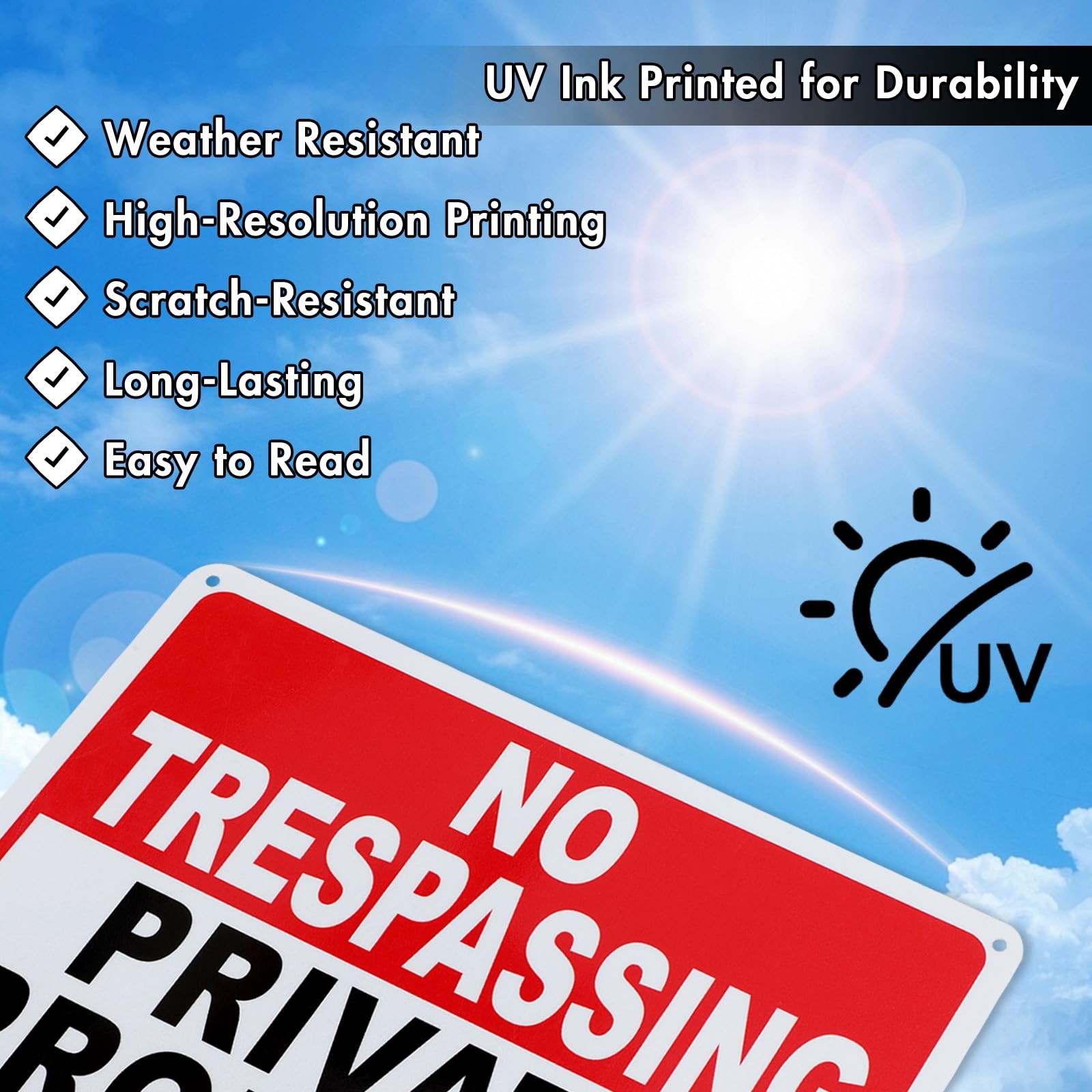 No Trespassing Signs 2 Pack Private Property 10×7 Inch Aluminum