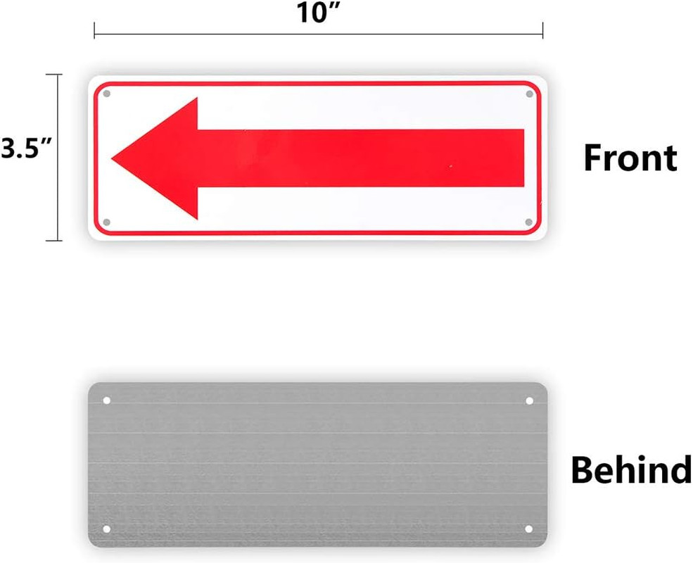 4-Pack Arrow Sign,For Indoor or Outdoor Use，10″X 3.5″ .04″ Aluminum Reflective S