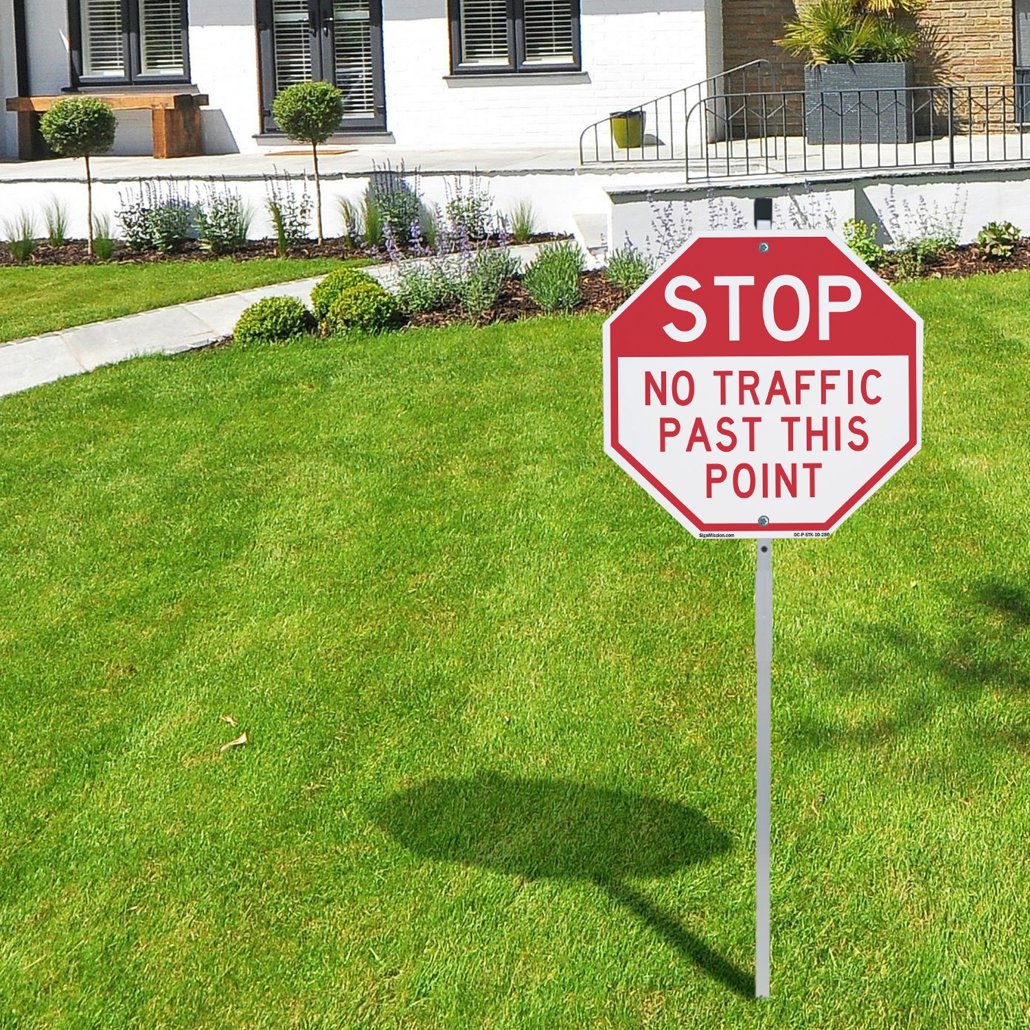 Stop No Traffic Past This Point Octagon Sign With Stake Weather Resistant