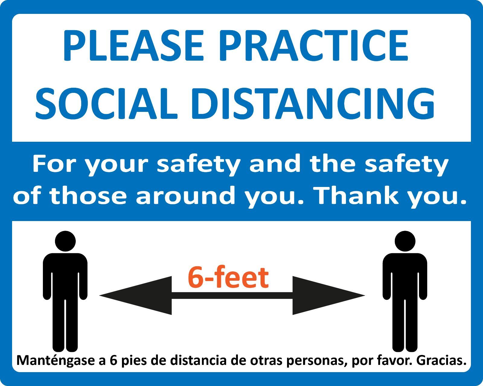 SOCIAL DISTANCING S English & Spanish Sign Business