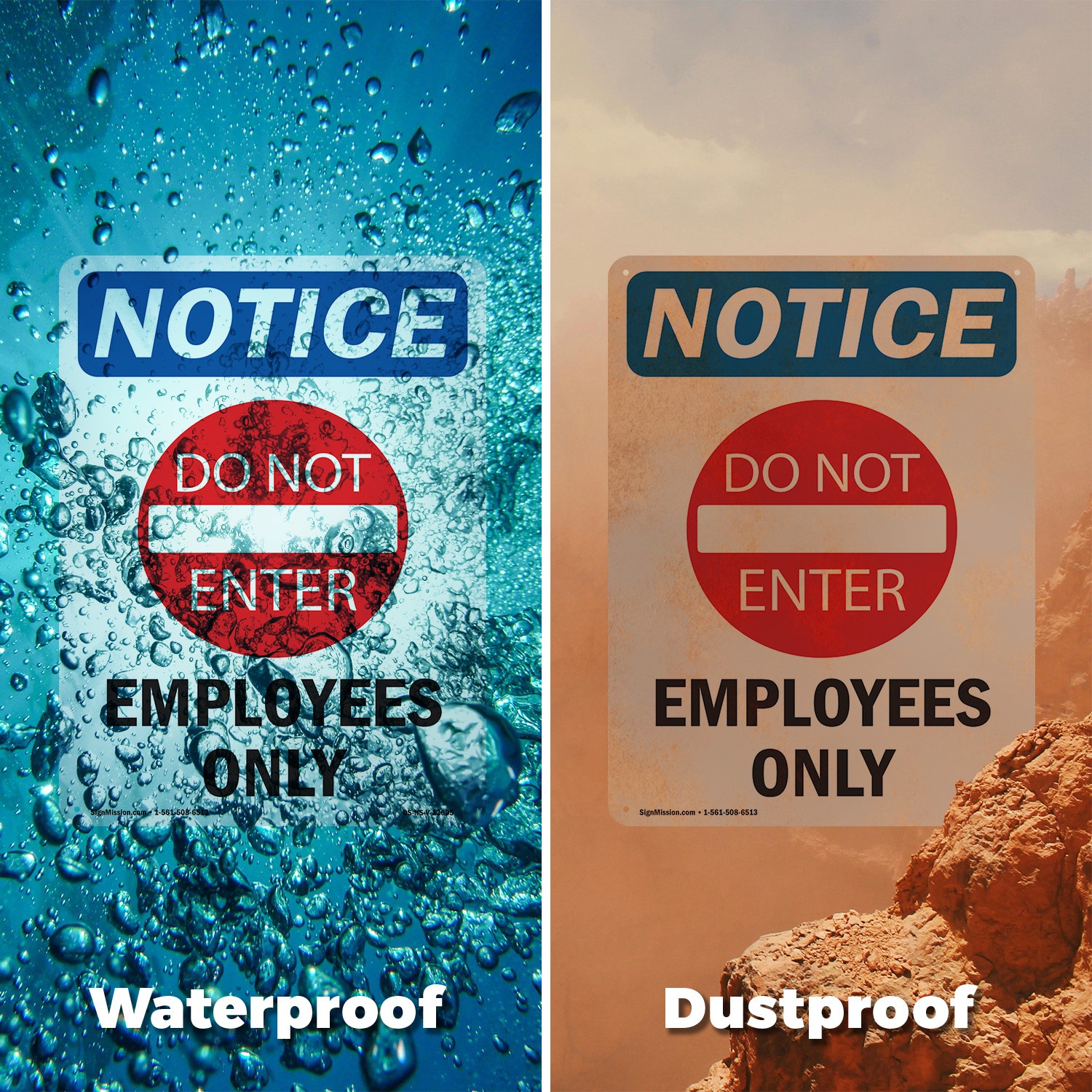 Employees Only OSHA Notice Sign Metal, Plastic, Or Decal – 5 or 10 Pack