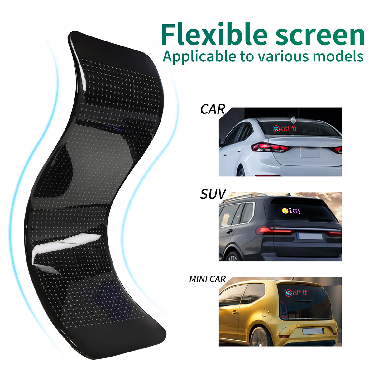 USB HD LED Car Flexible Sign Scrolling Message Display Screen APP Programmable