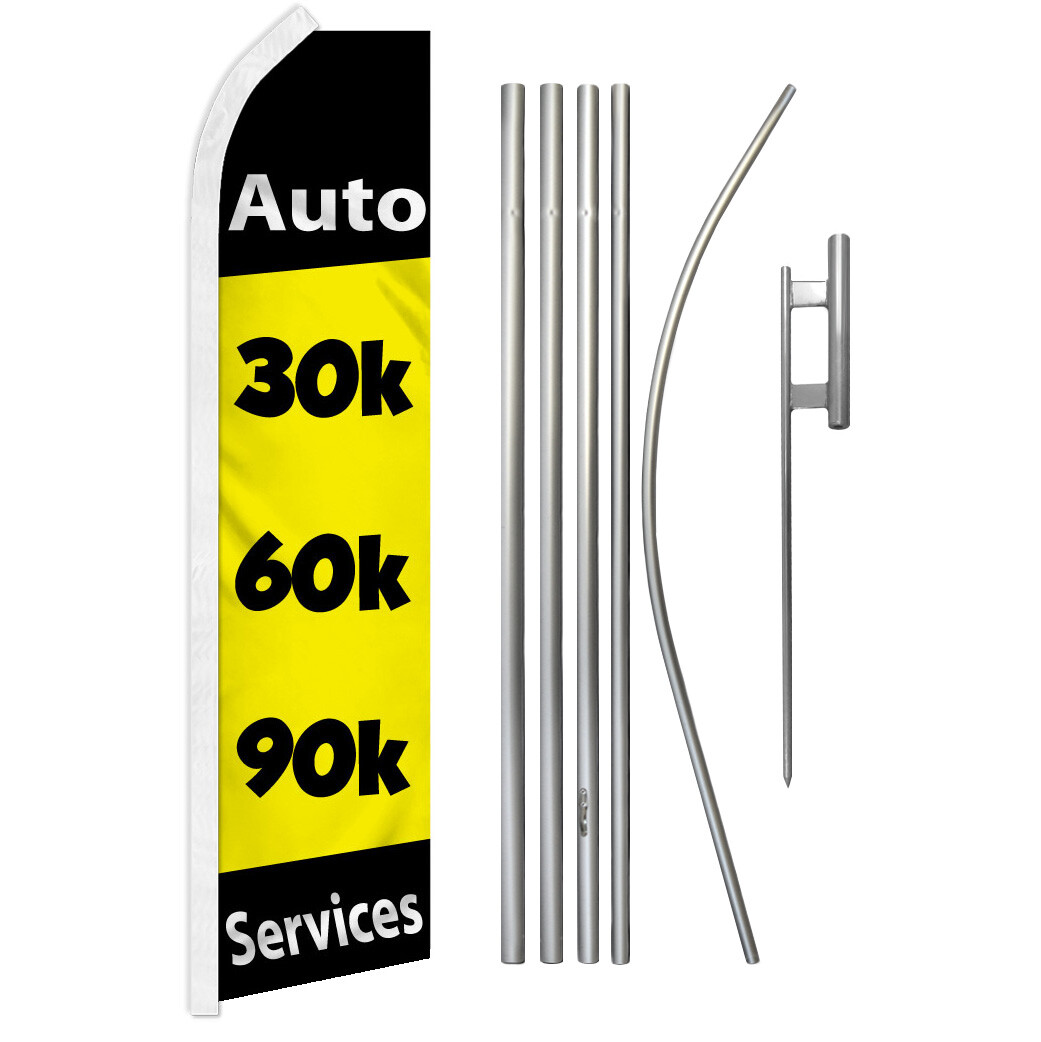 Auto Services Advertising Swooper Feather Flutter Flag & Pole Kit Mechanic